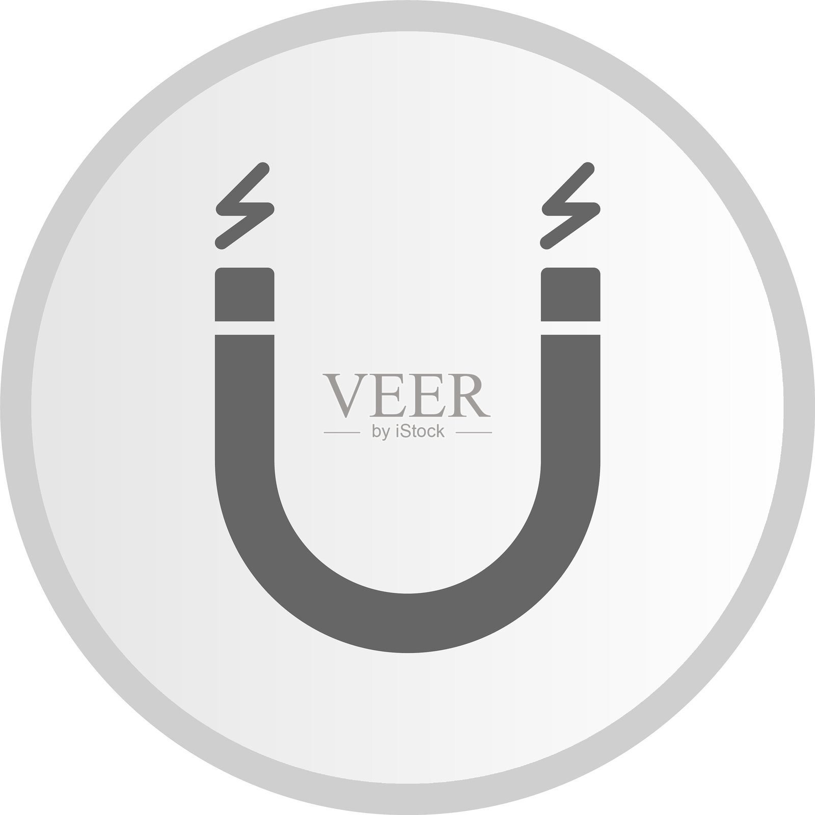 灰色磁铁符号圆形图标插画图片素材