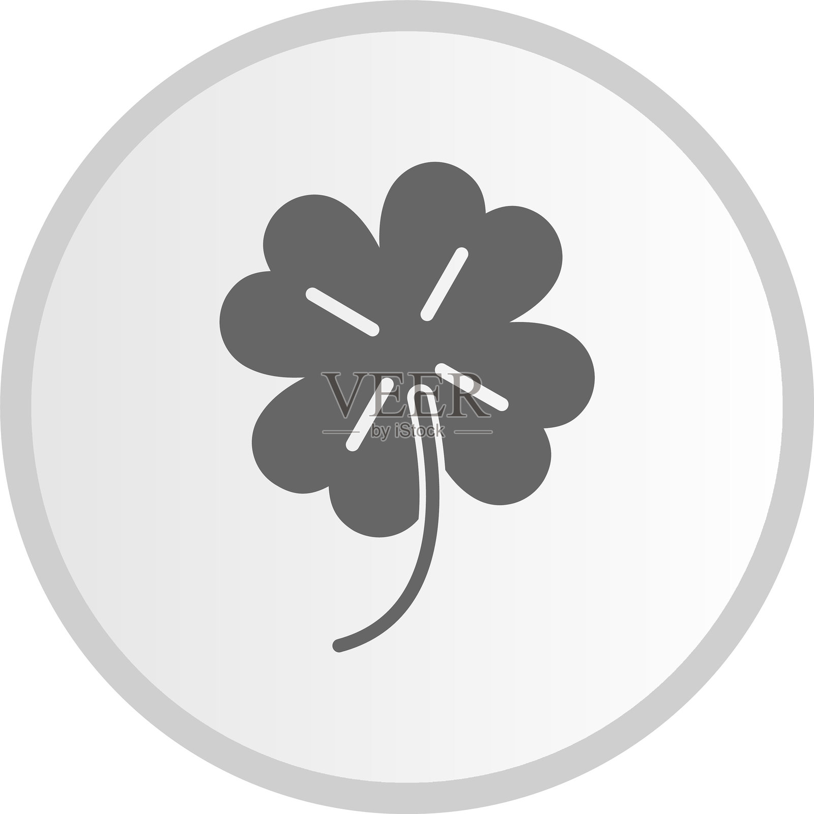 灰色三叶草图标圆形插画图片素材