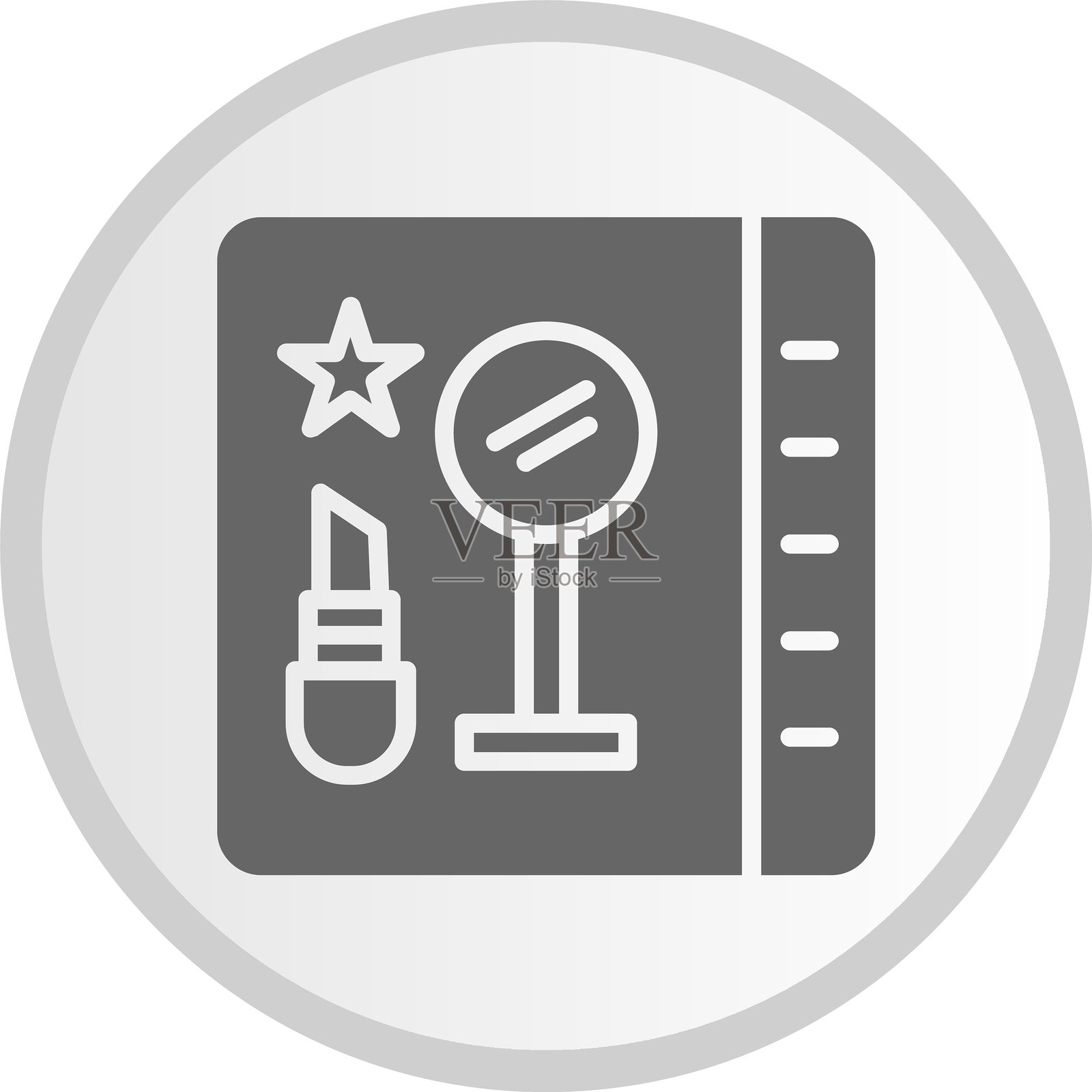 美容博主图标，灰色圆形符号插画图片素材