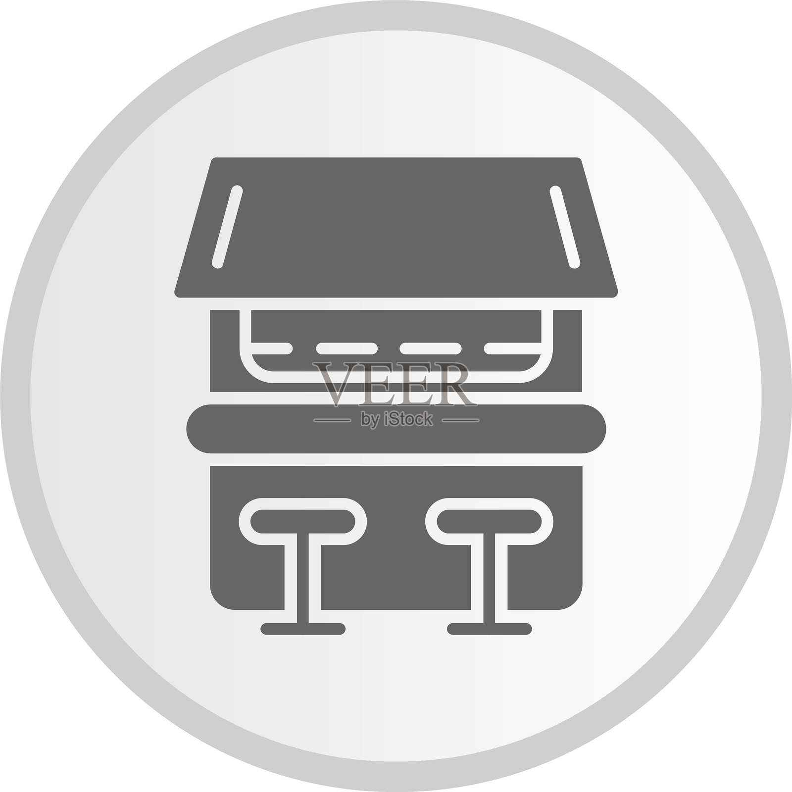 海滩酒吧图标灰色圆形插画图片素材