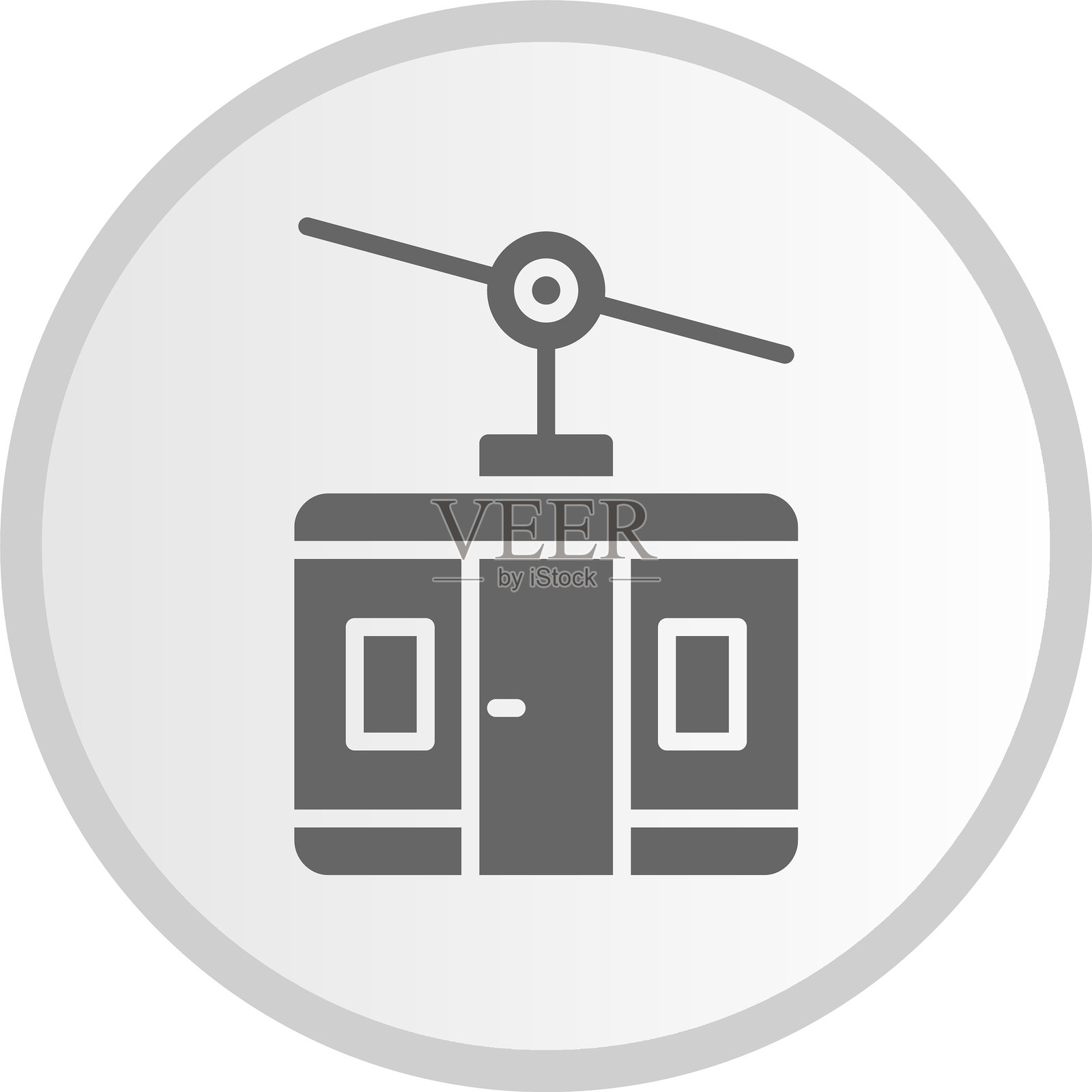 缆车图标灰色圆形插画图片素材