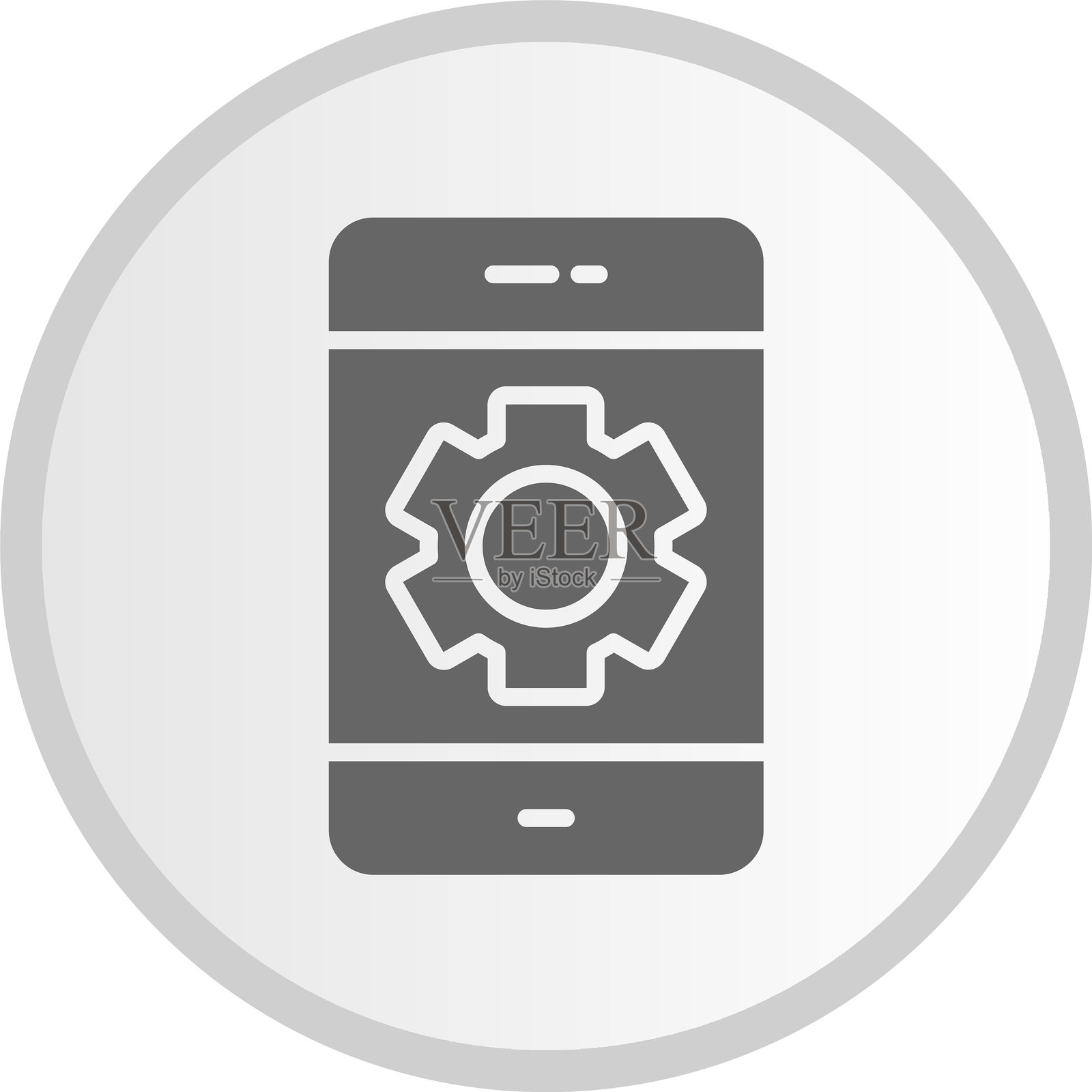 手机图标圆形灰色图标插画图片素材