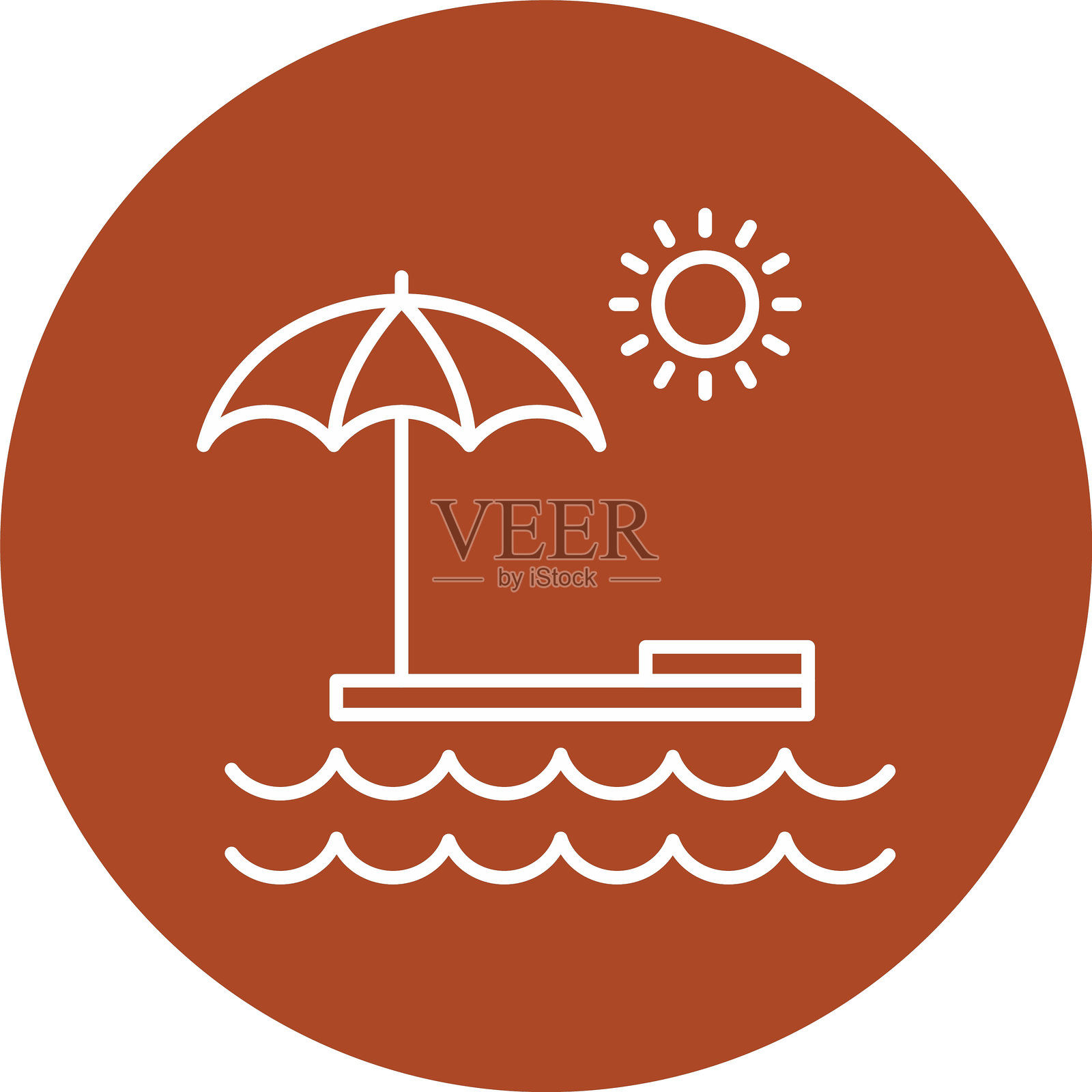 夏季线条圆形图标插画图片素材