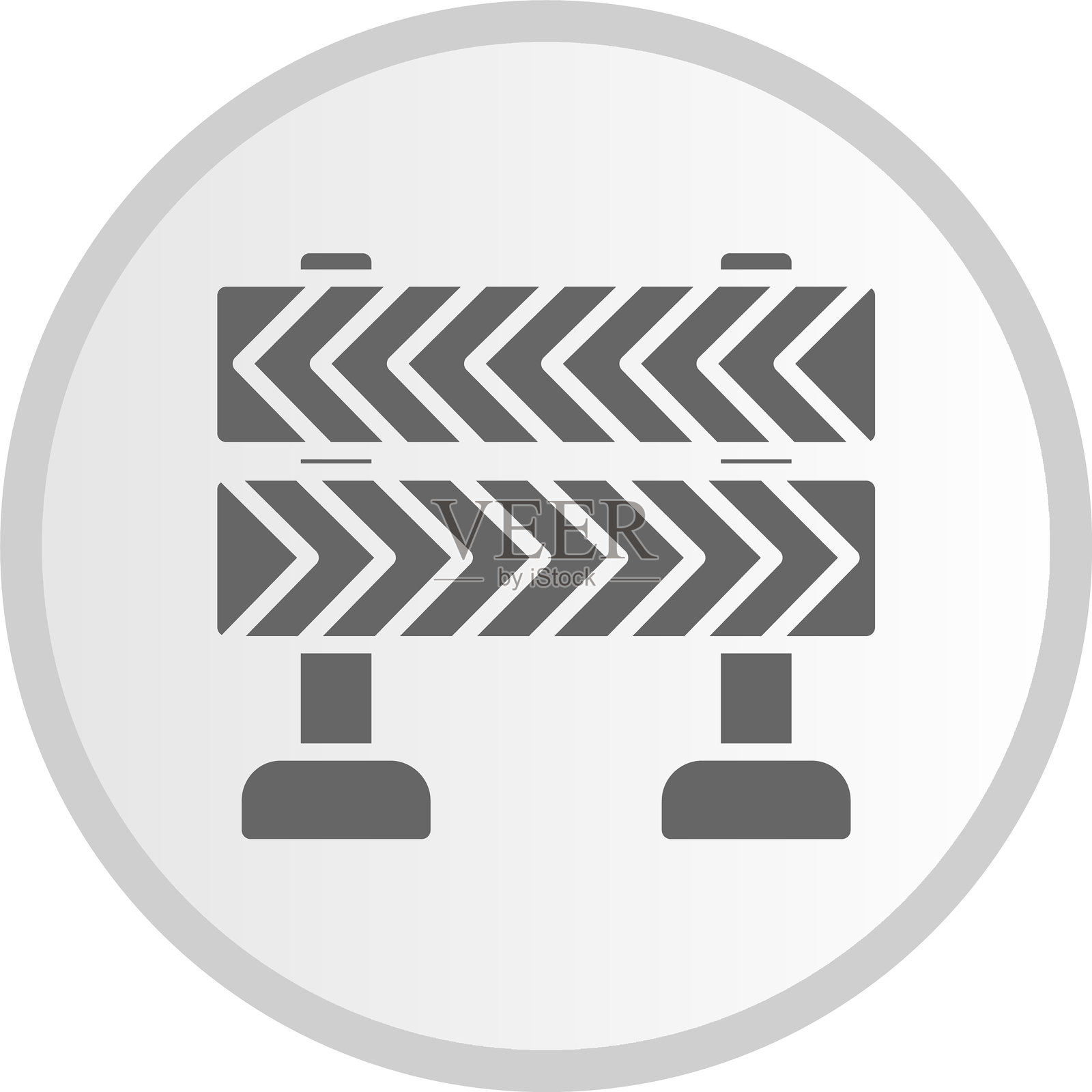 道路封闭图标 灰色圆形插画图片素材