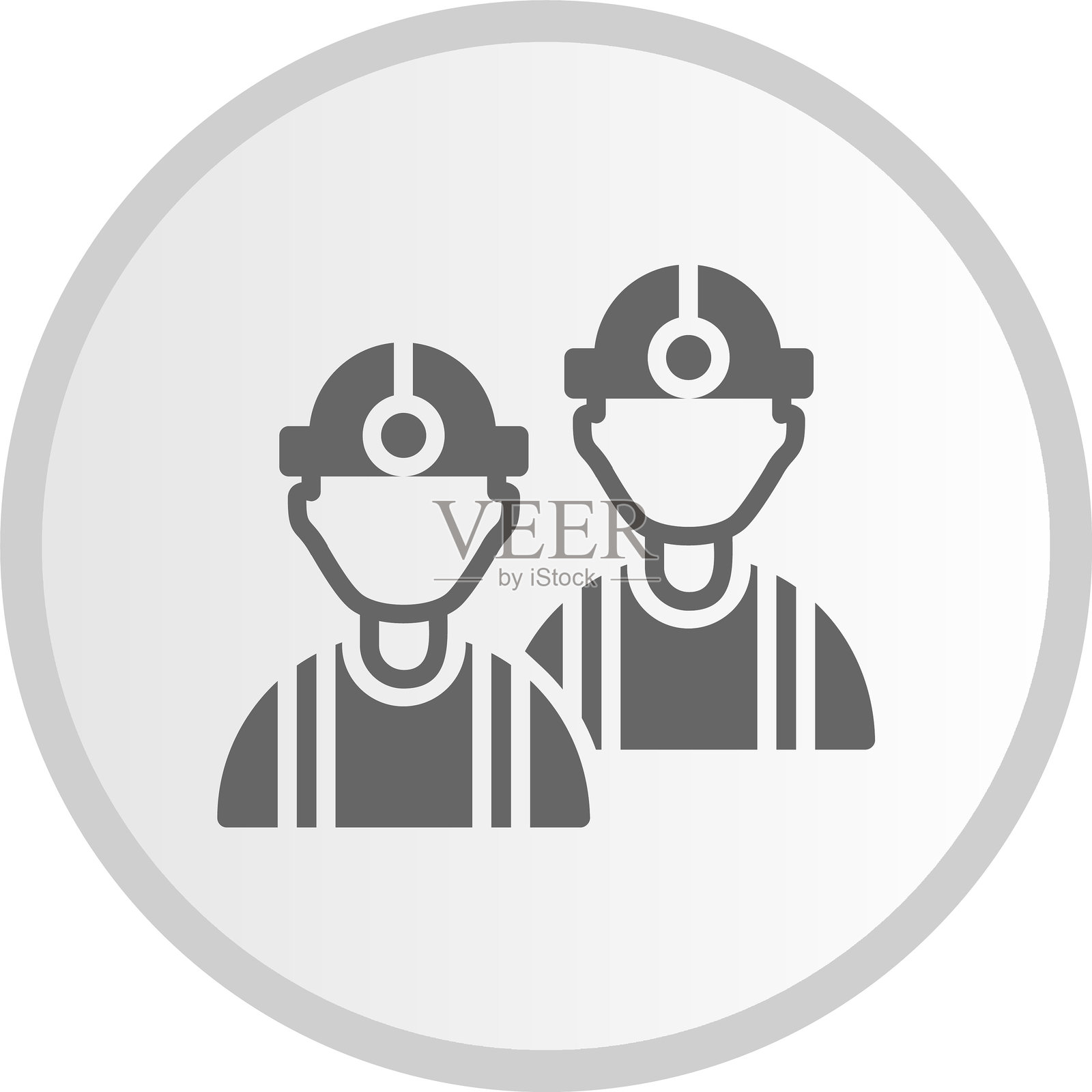 工人图标圆形灰色图标插画图片素材