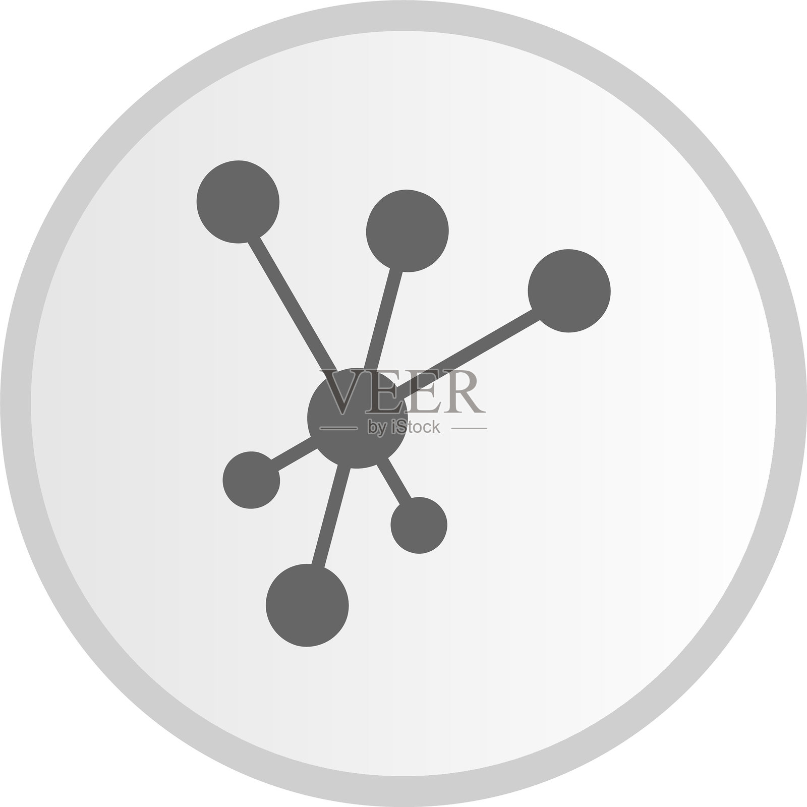 神经元图标灰色圆形插画图片素材