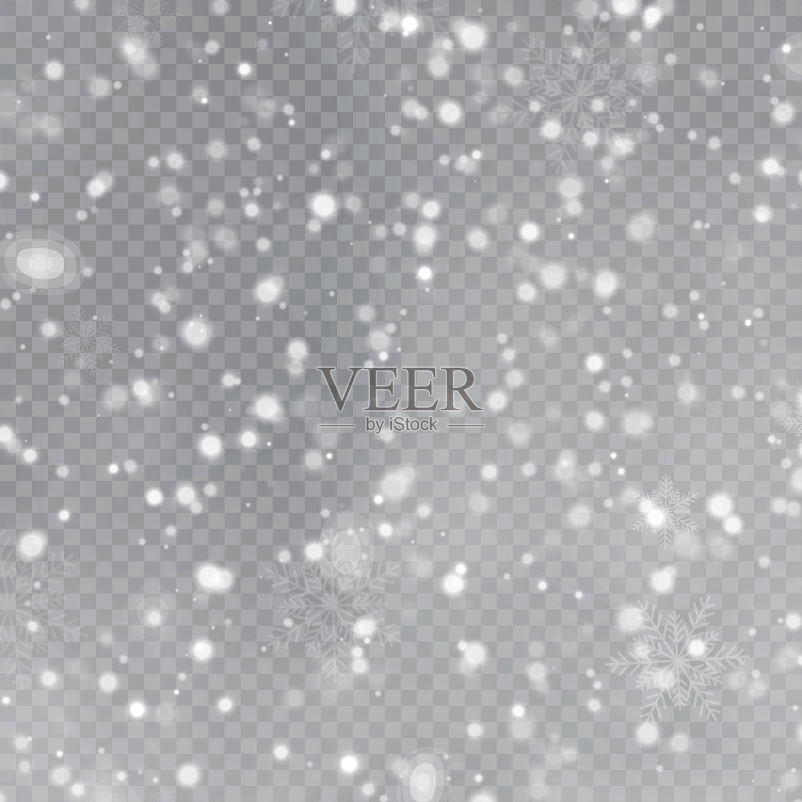 美丽的圣诞雪花透明背景，适用于节日设计。矢量图。插画图片素材