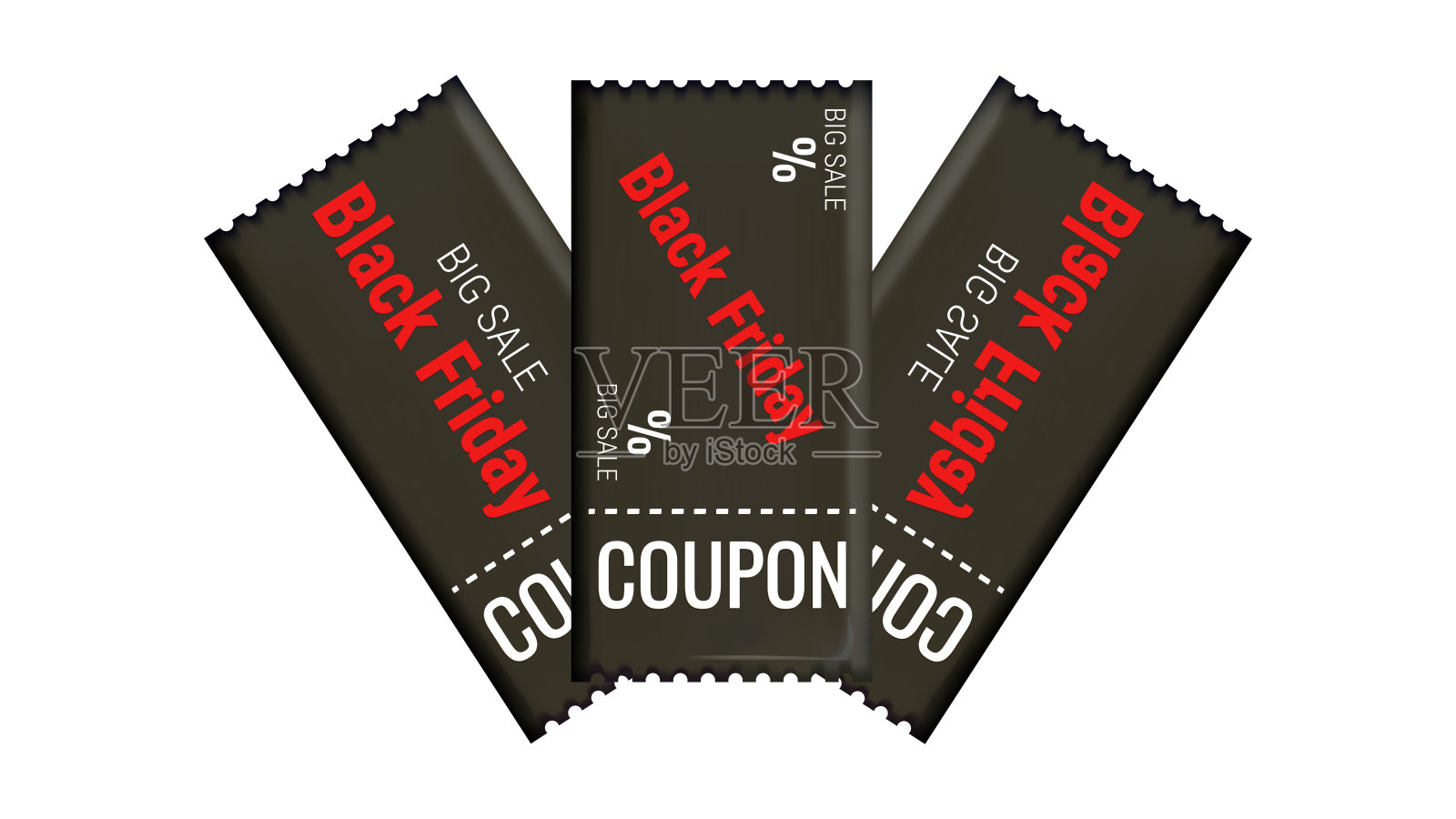 黑色星期五折扣券的3D效果图。插画图片素材