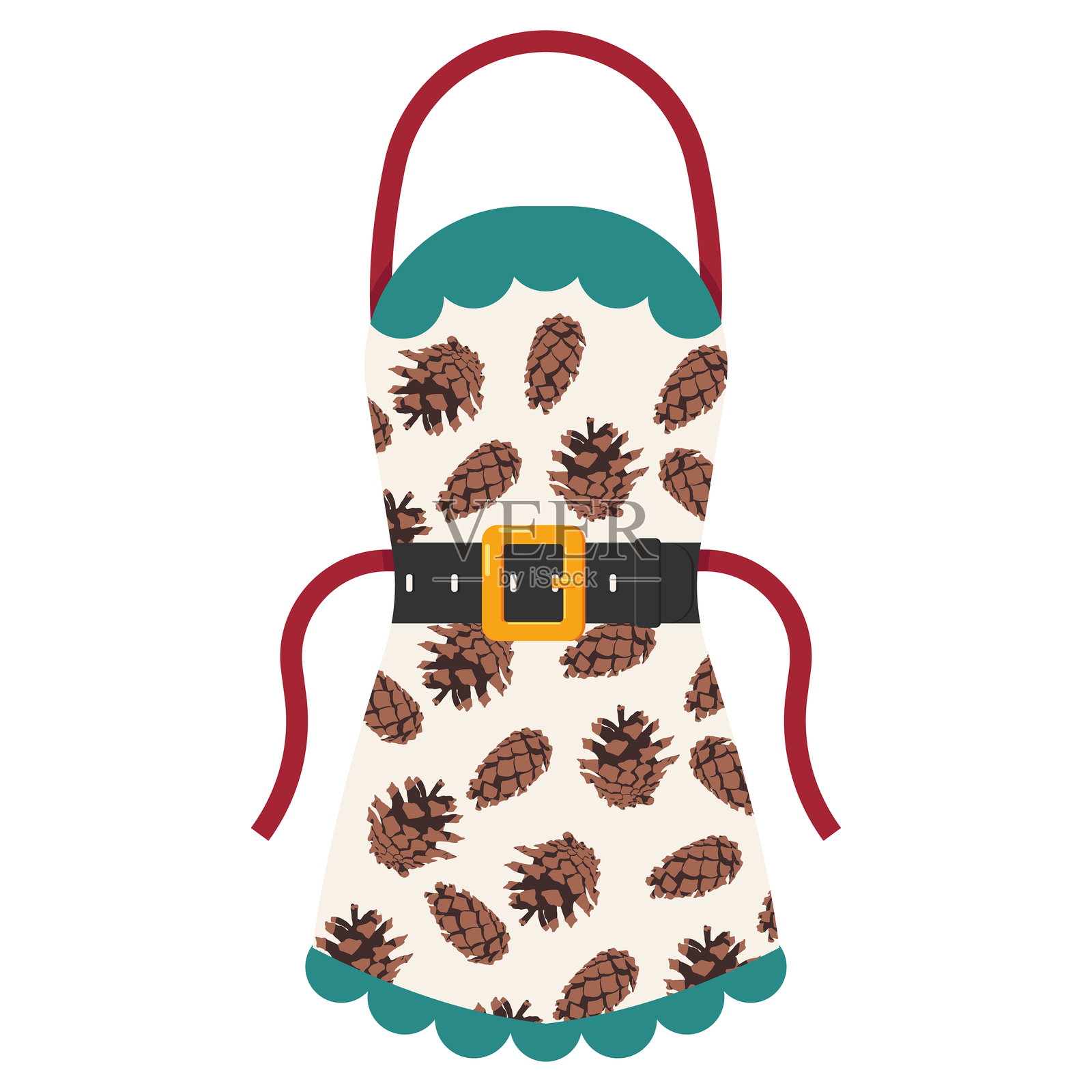 圣诞派对围裙矢量卡通插图，背景为白色。插画图片素材