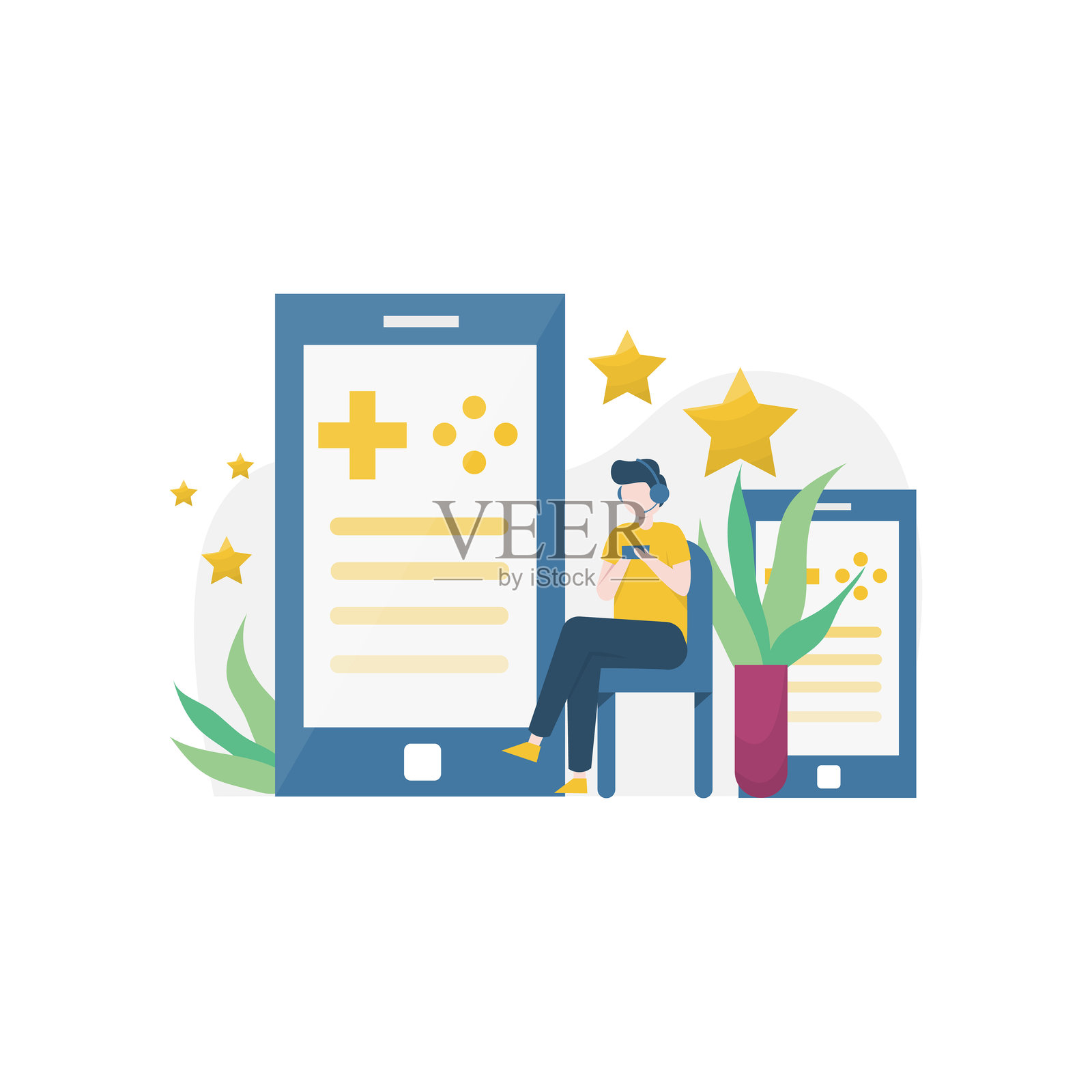 初创公司办公室内的游戏设备插画图片素材