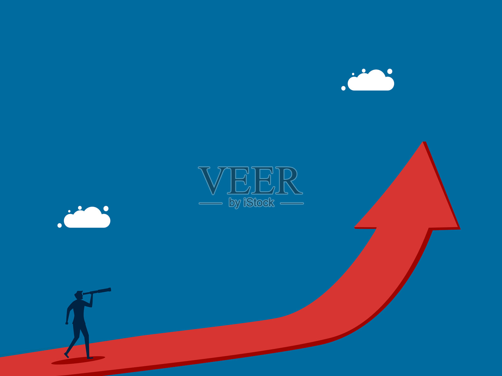 商人展望未来的增长箭头插画图片素材