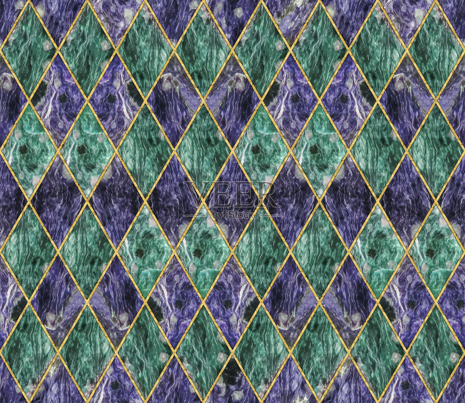 无缝陶瓷砖。马赛克，插图。查罗石。无缝菱形图案。无尽图案，可用于陶瓷砖、壁纸、油毡、纺织品、衬衫、床单或网页背景。照片摄影图片