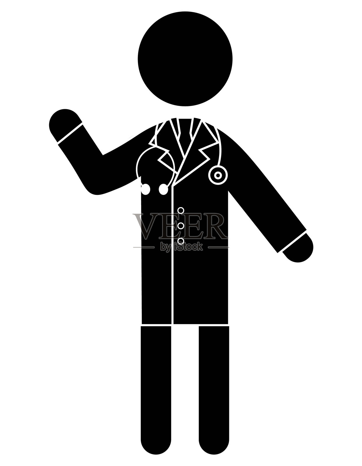 医生与听诊器的剪影图标插画图片素材