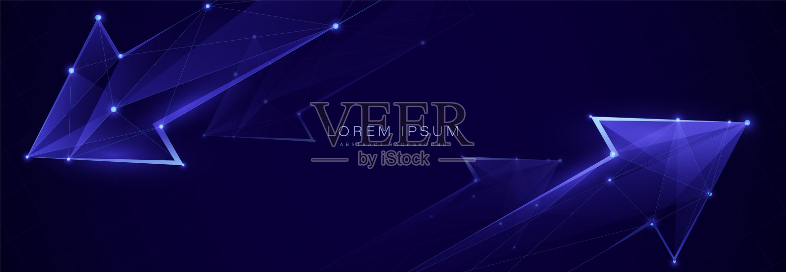 紫色调的箭头和发光点的抽象未来背景插画图片素材