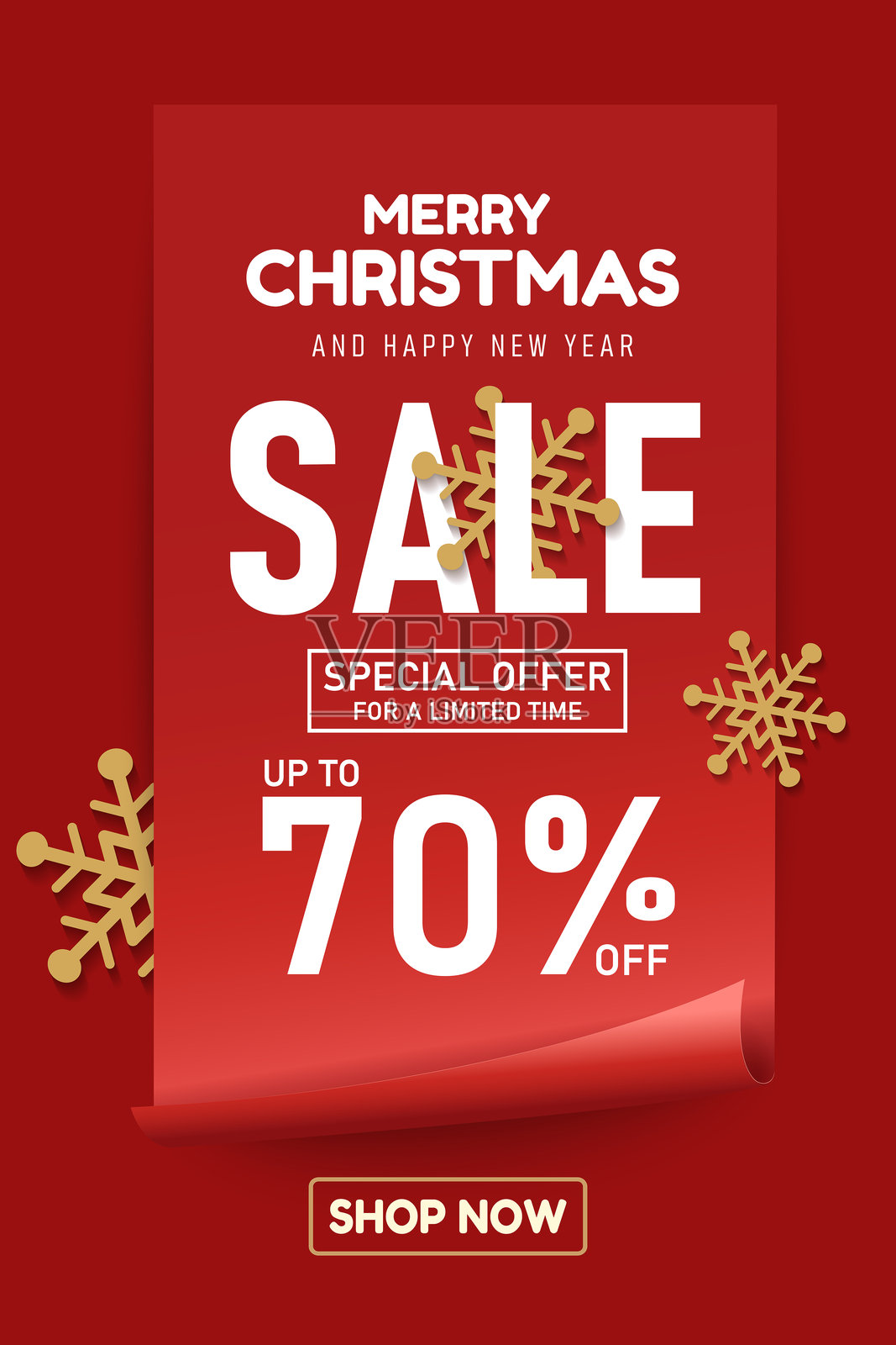 圣诞促销设计，包含圣诞老人、手机和礼品盒。非常适合节日销售横幅、广告和带有免费送货优惠的节日促销。矢量设计插画图片素材