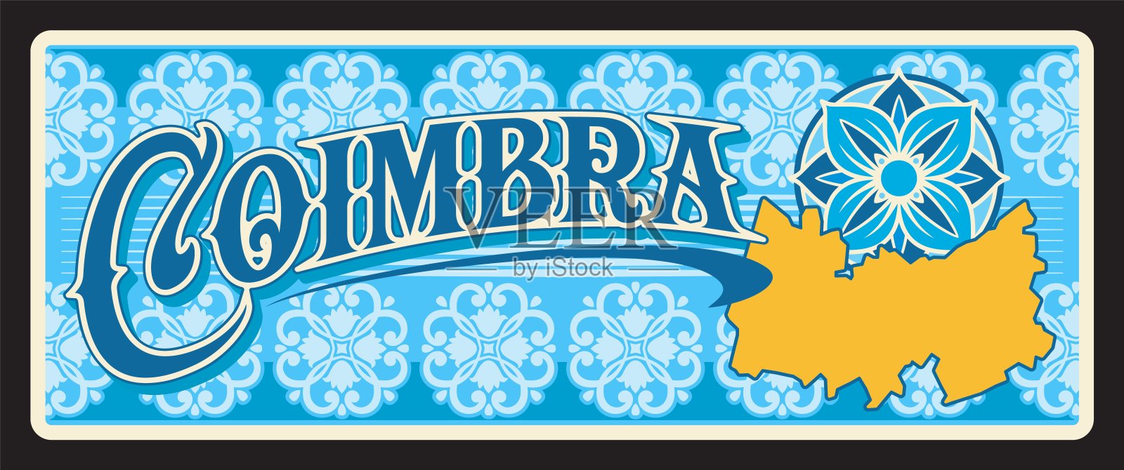 科英布拉葡萄牙地区复古旅行牌插画图片素材
