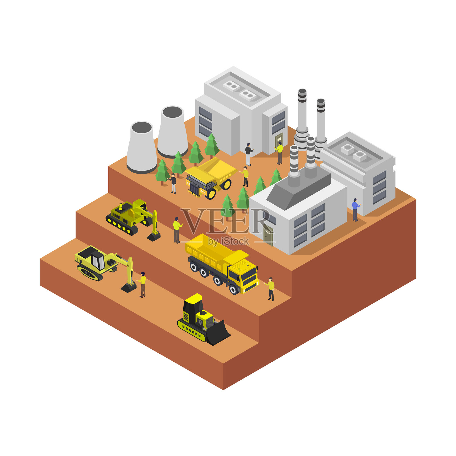 矿业等距图示插画图片素材