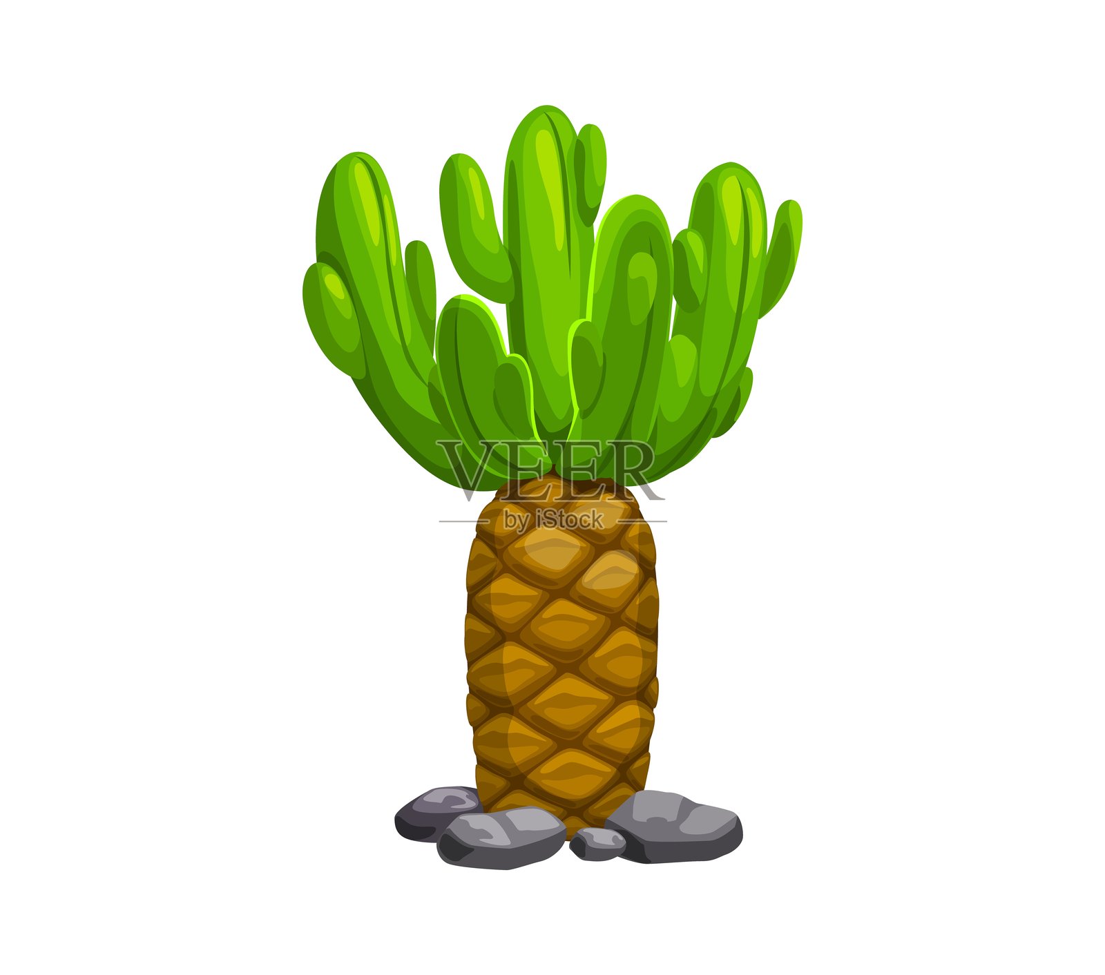 棕榈仙人掌树，史前丛林游戏素材插画图片素材