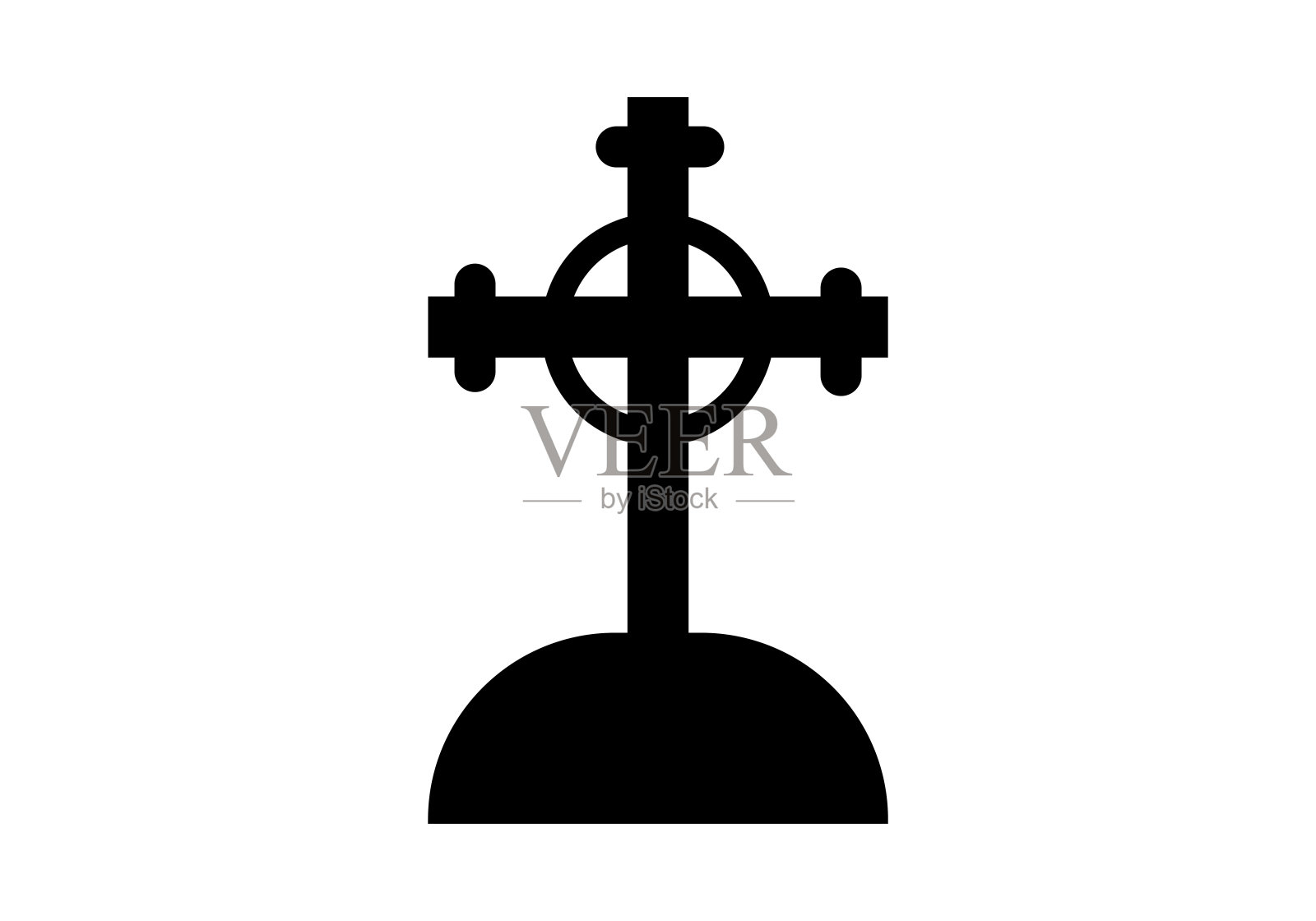 墓碑十字架的黑色剪影插画图片素材