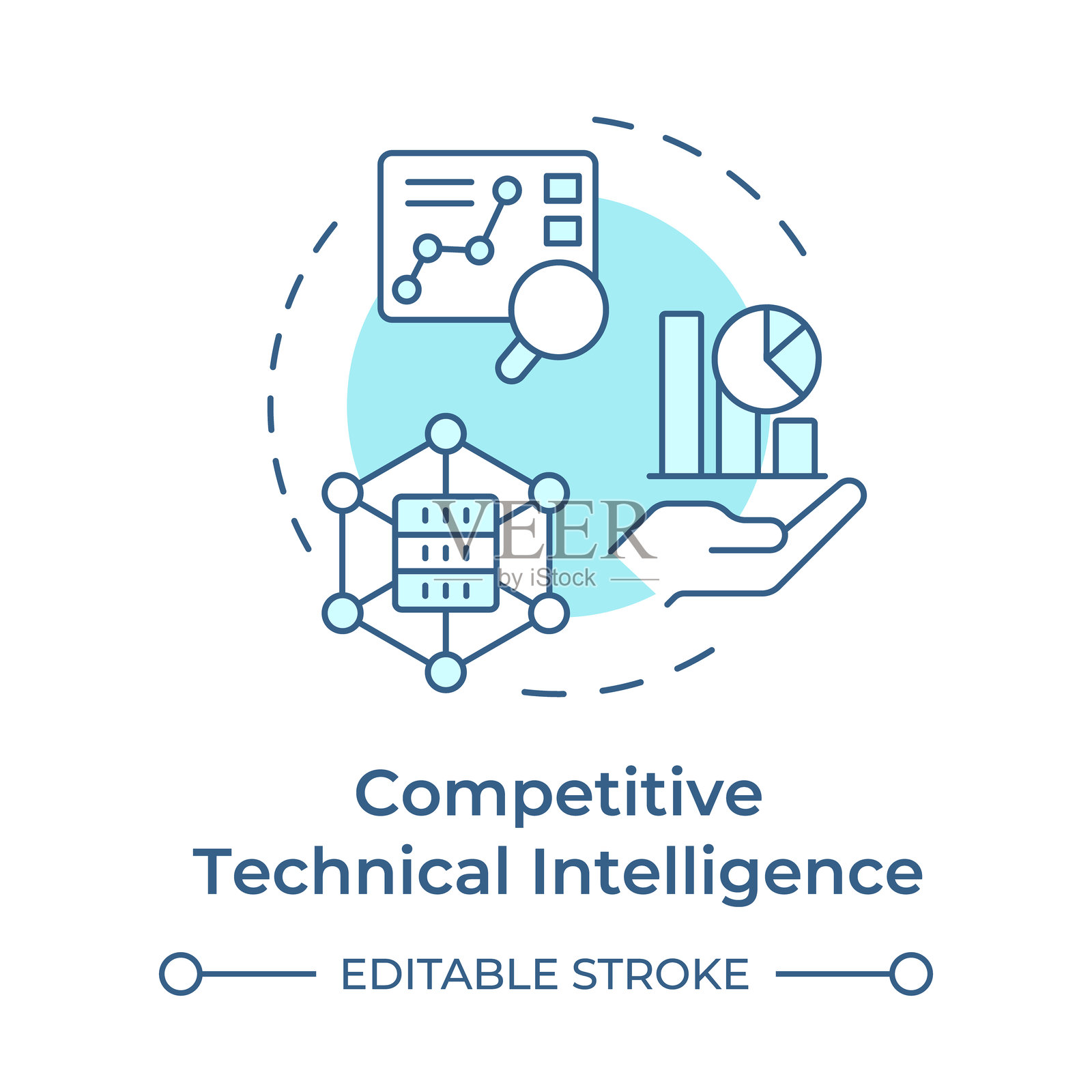 竞争性技术情报软蓝色概念图标插画图片素材