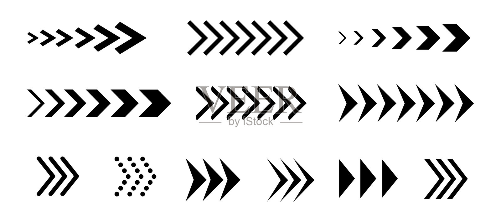 箭头矢量图标。箭头图标集合。黑色箭头图标集。矢量插图。插画图片素材