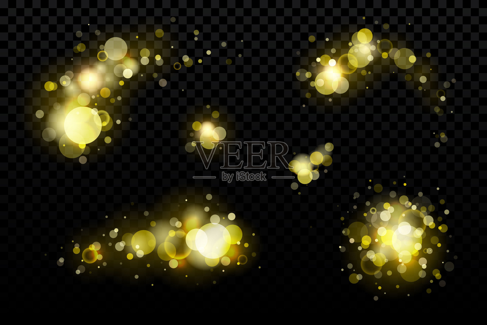 金色散景效果元素集插画图片素材