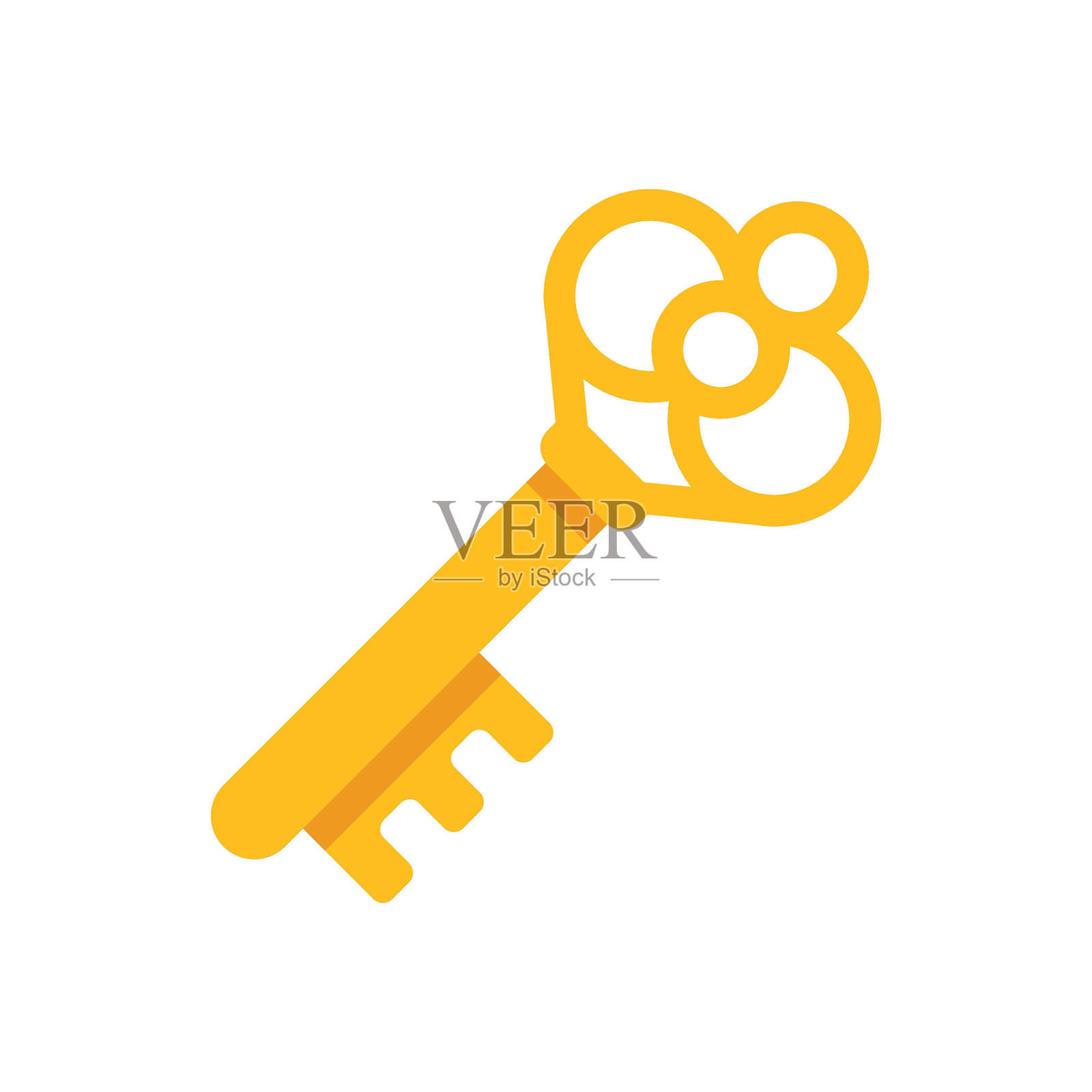 扁平风格的钥匙图标。安全矢量插图，背景为孤立。门保护标志商业概念。插画图片素材