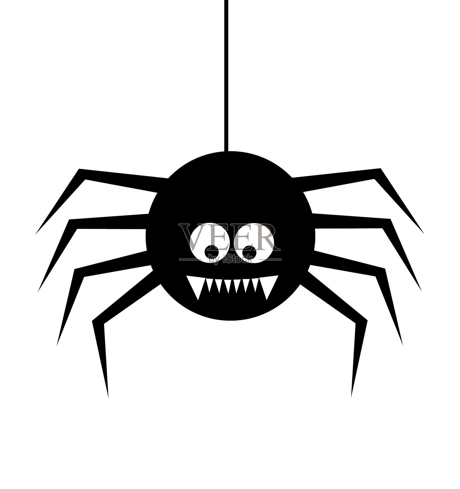 背景中有一只悬挂在网中的蜘蛛插画图片素材