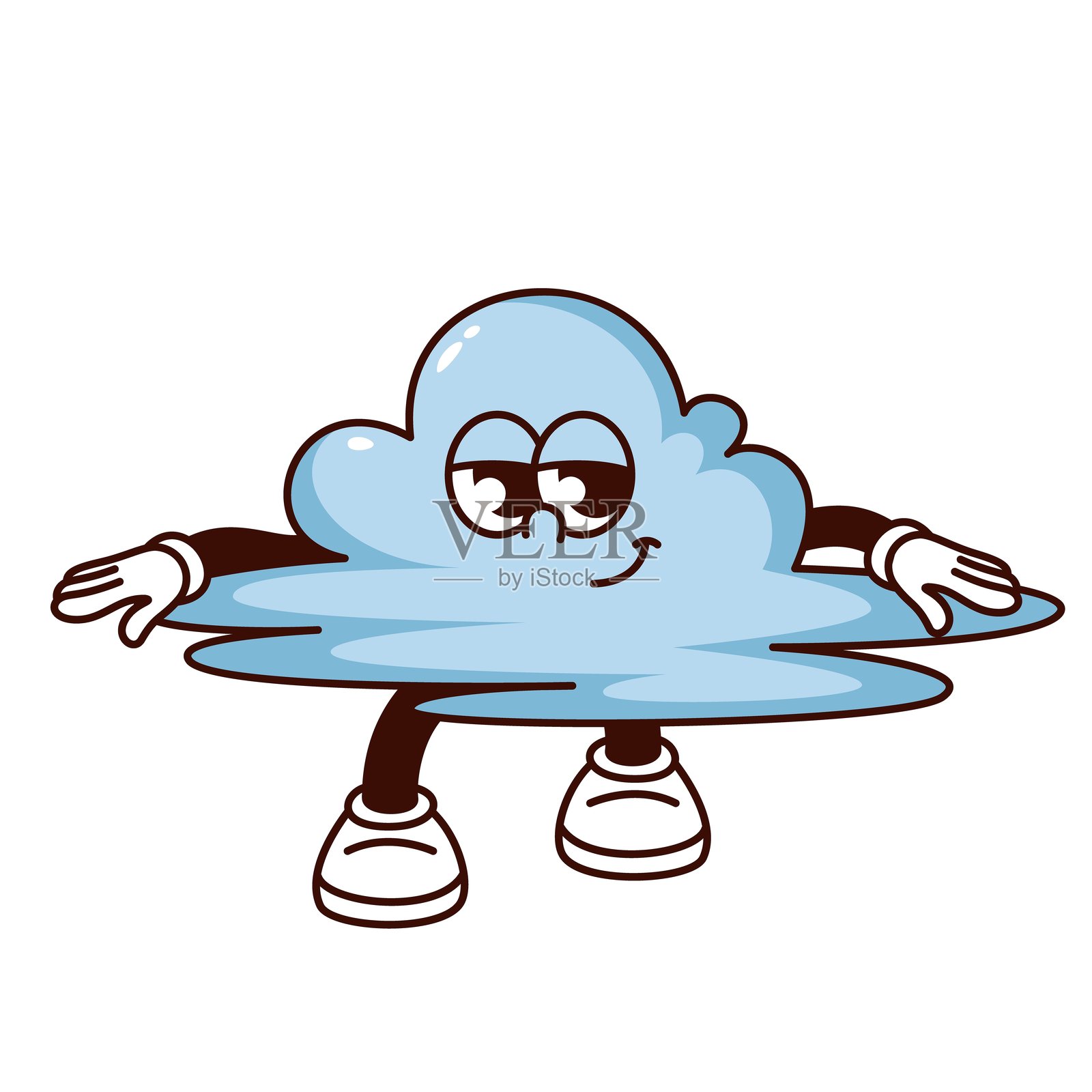 满意表情的酷炫云朵卡通角色插画图片素材
