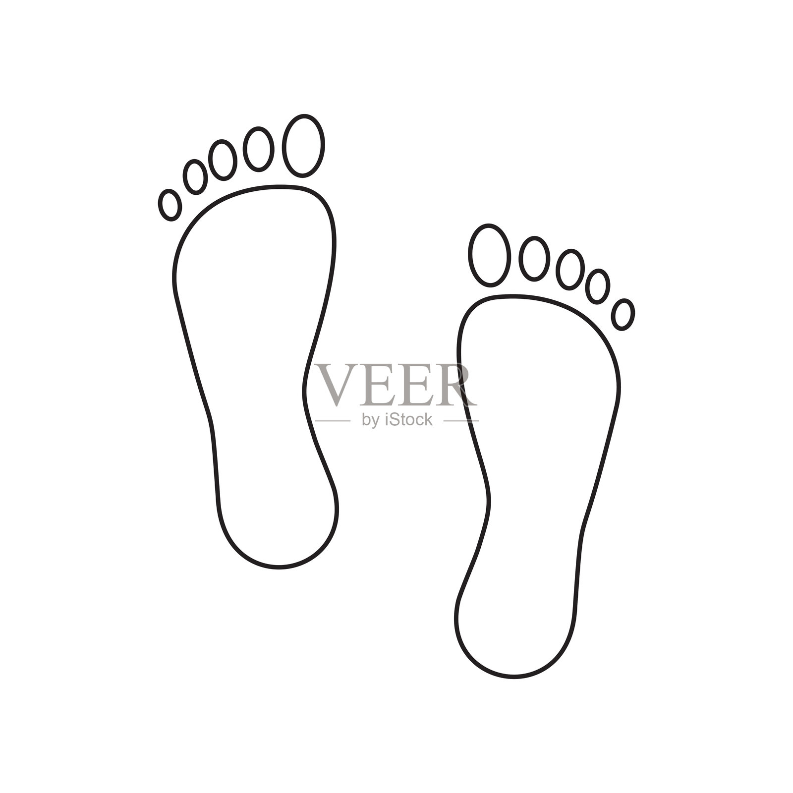 人类脚印图标。赤脚轮廓。简单的脚形。矢量脚印符号。插画图片素材