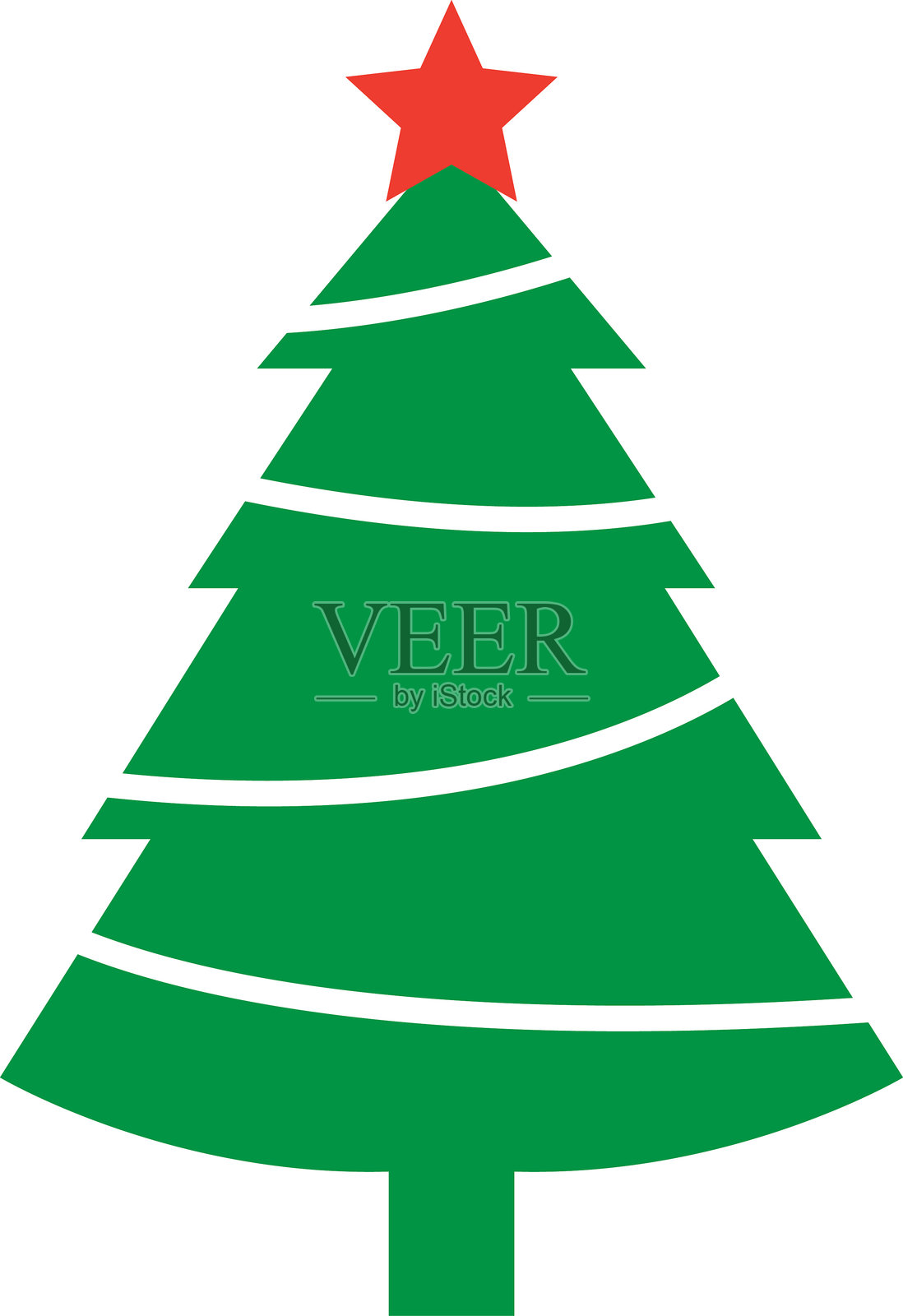 圣诞树矢量插图设计。带星星的圣诞绿色树木插图，圣诞树矢量插图，树木矢量艺术，圣诞树剪影，圣诞矢量图标。插画图片素材