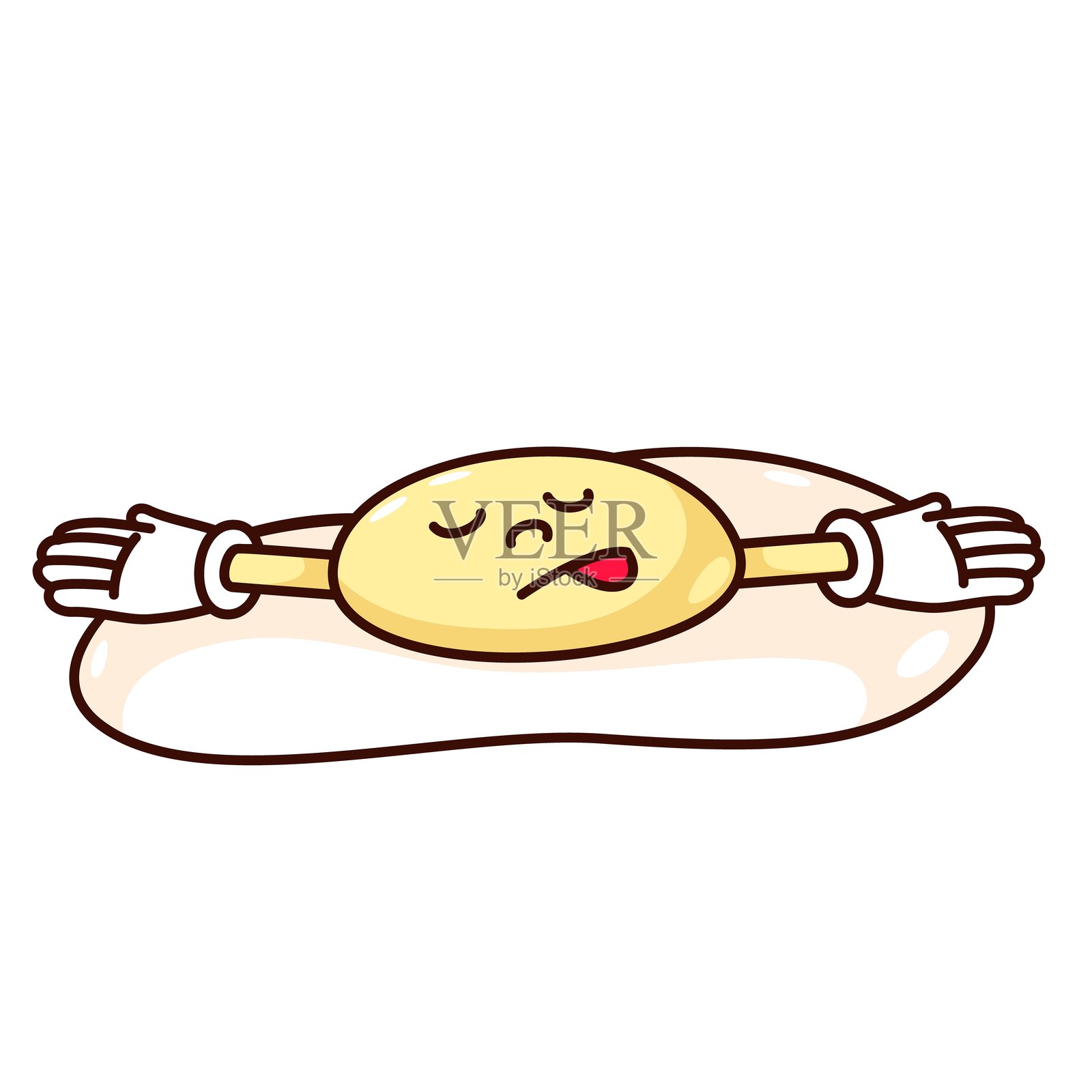 酷炫疲惫的煎蛋卡通角色，舌头伸出插画图片素材