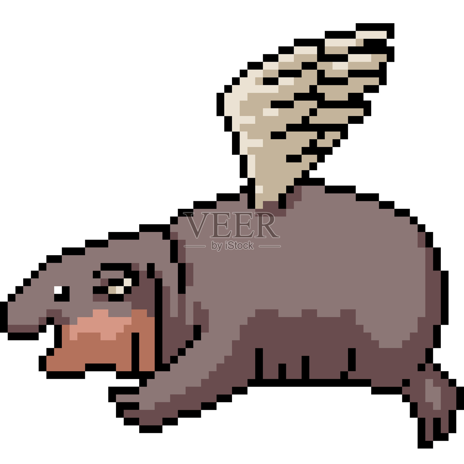 像素艺术的有翅膀的河马在飞翔插画图片素材