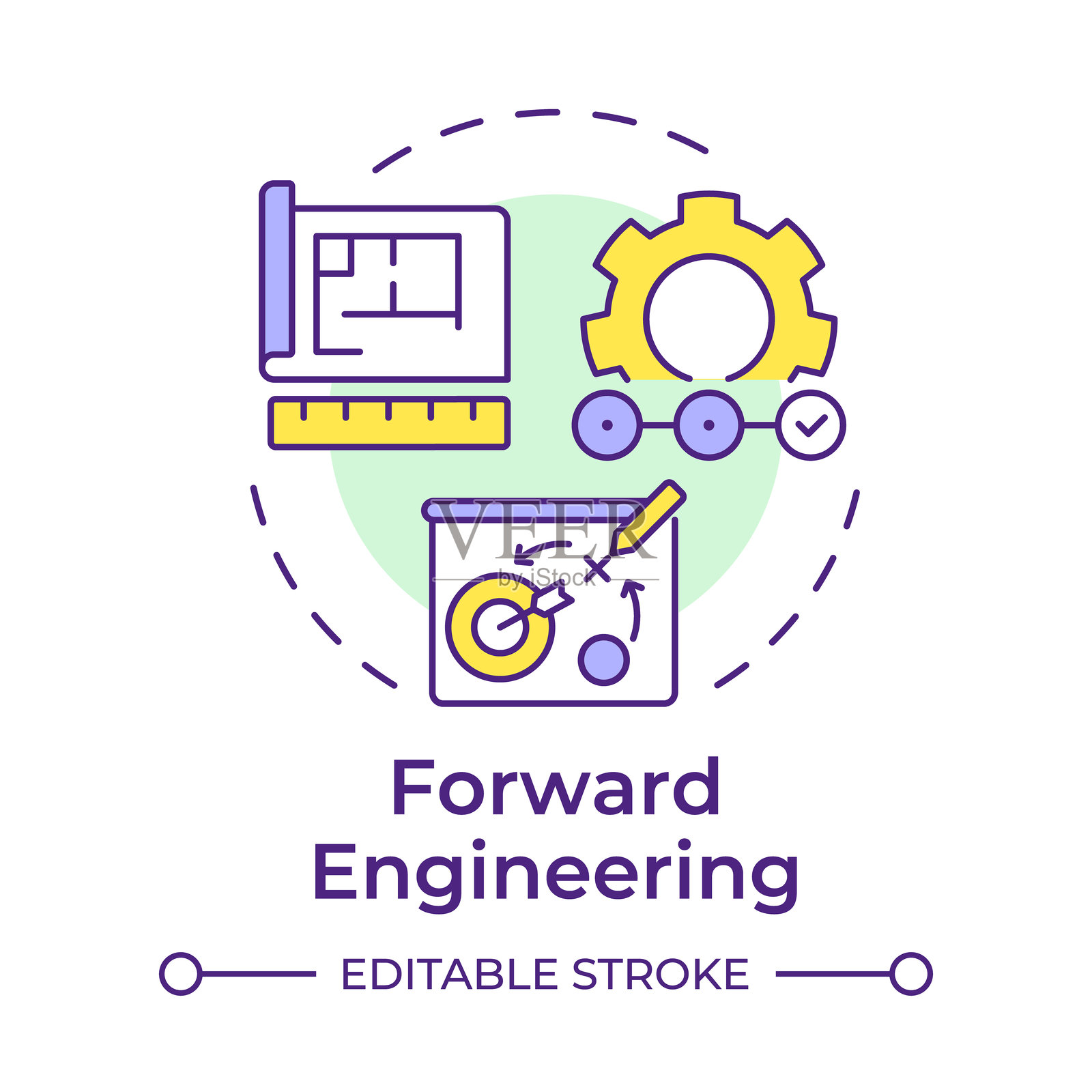 多色概念图标的前向工程插画图片素材