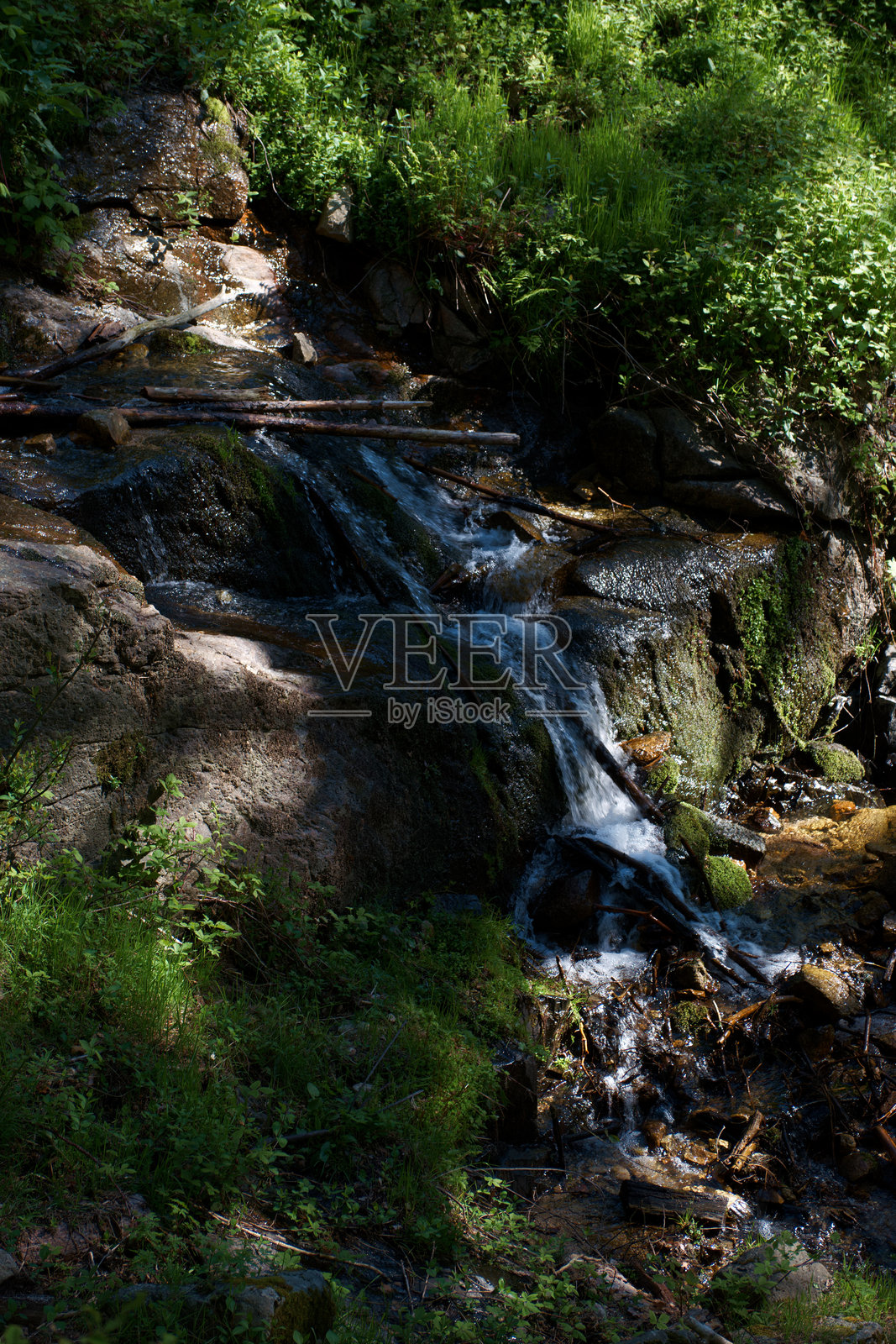 溪流，山涧，水，山脉，自然，景观，山，绿意，植物照片摄影图片