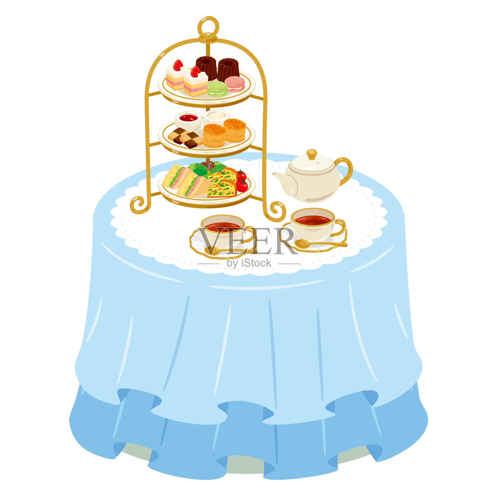 桌上的下午茶套餐 1插画图片素材