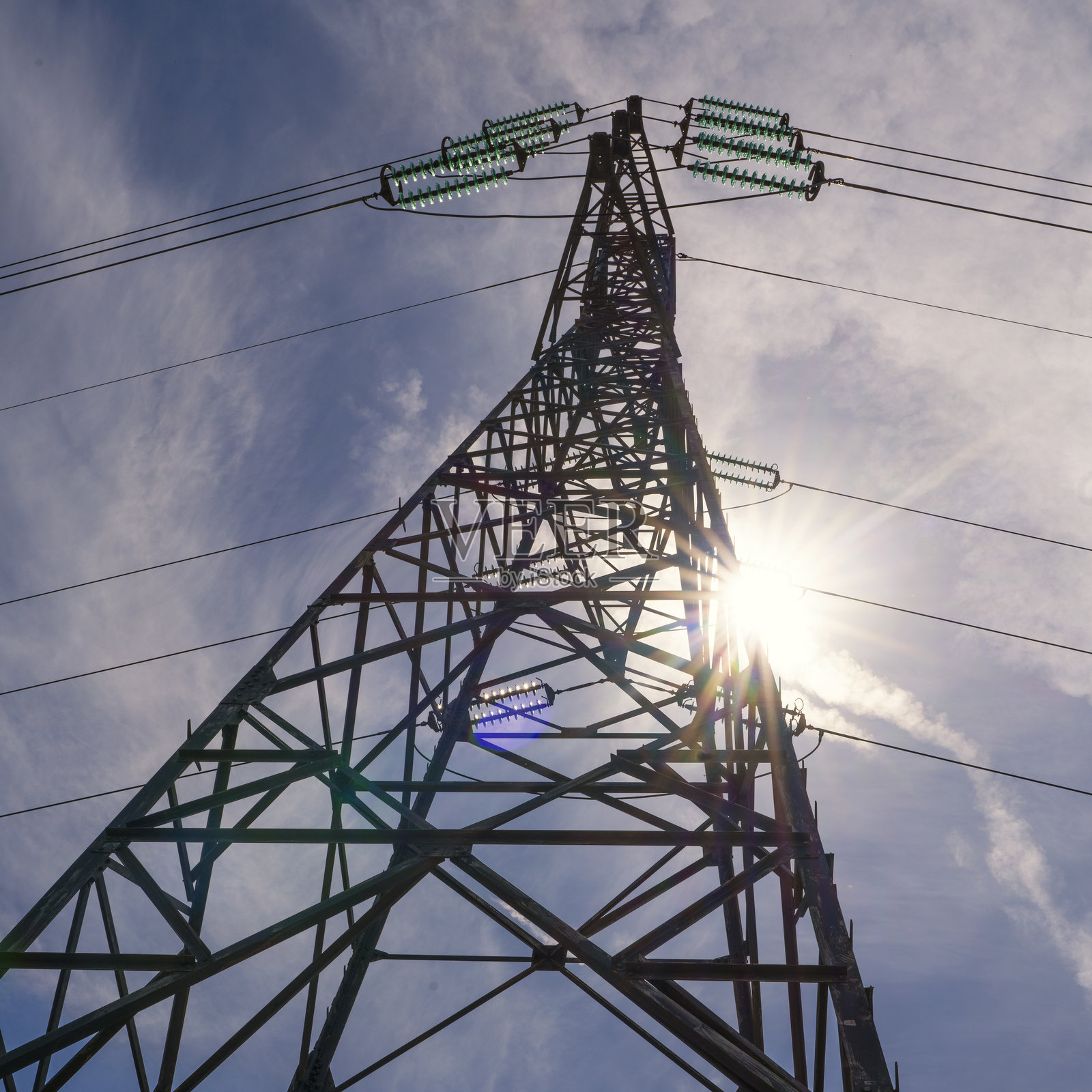 电力塔与蓝天背景照片摄影图片