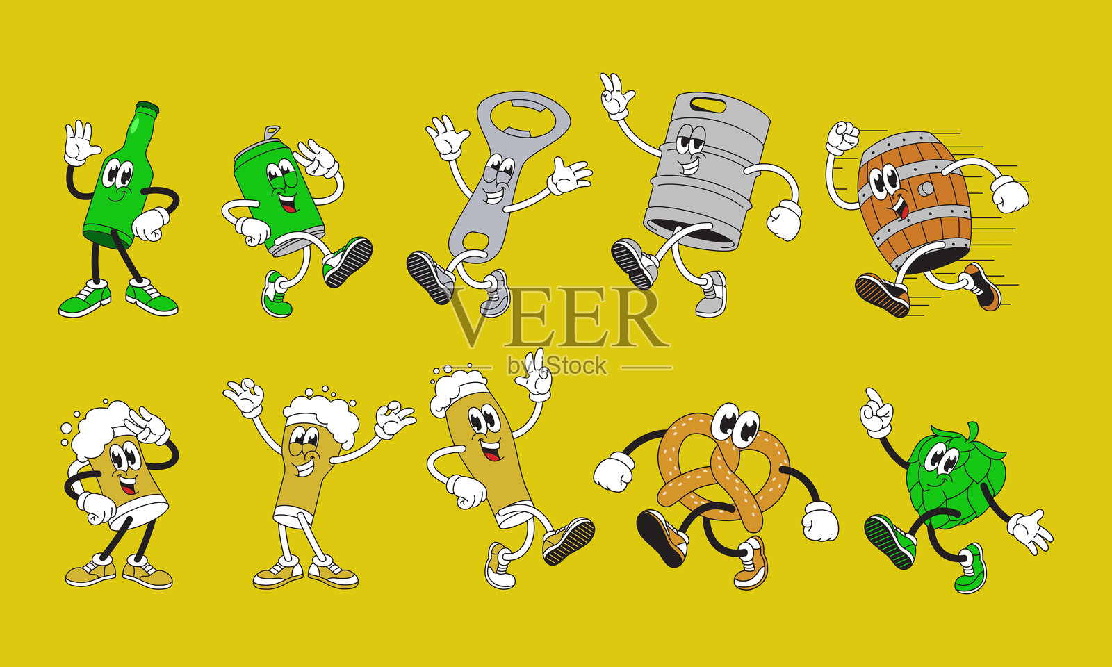 各种姿势的啤酒节吉祥物插图合集插画图片素材