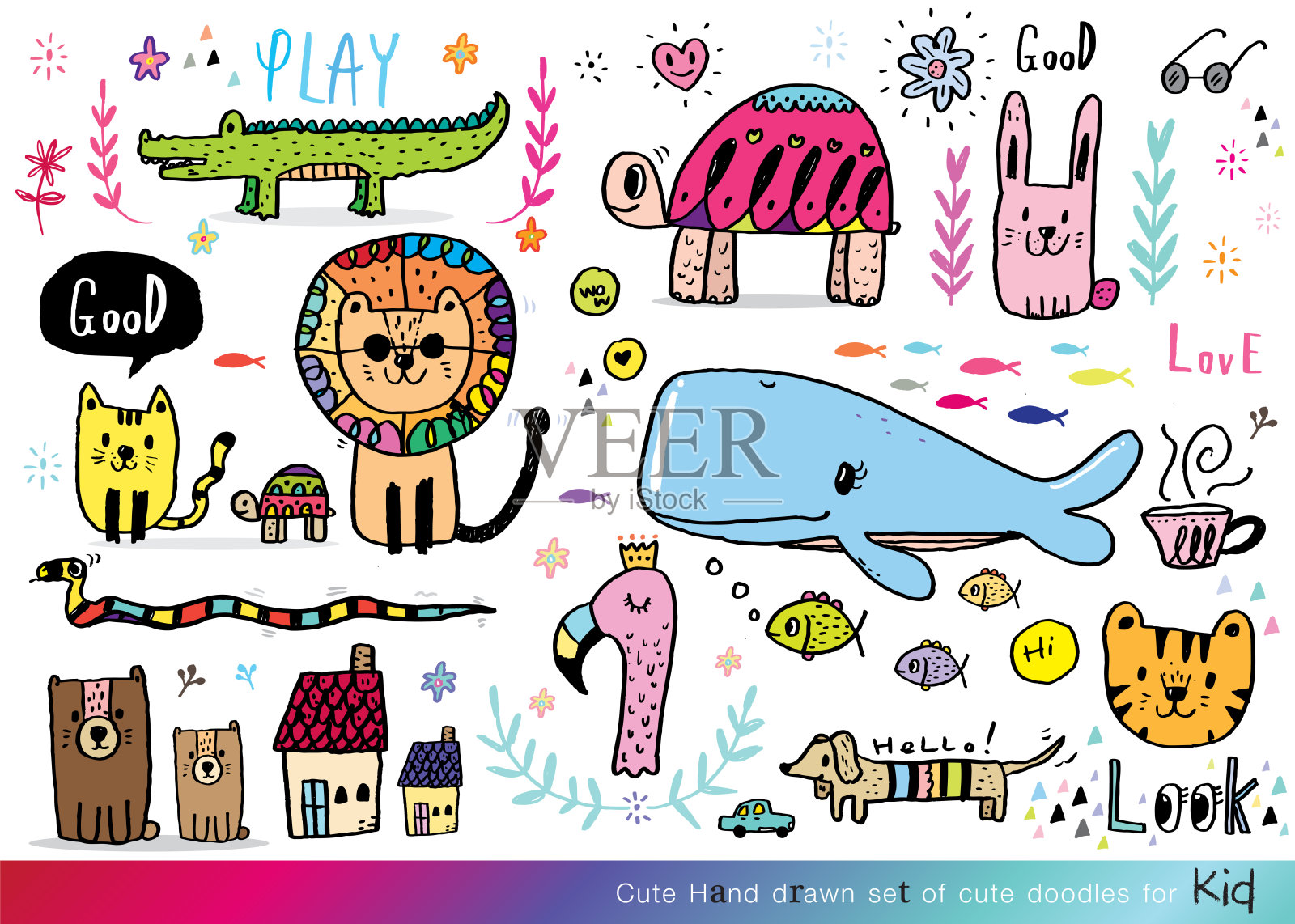 手绘可爱涂鸦合集，涂鸦儿童画作插画图片素材