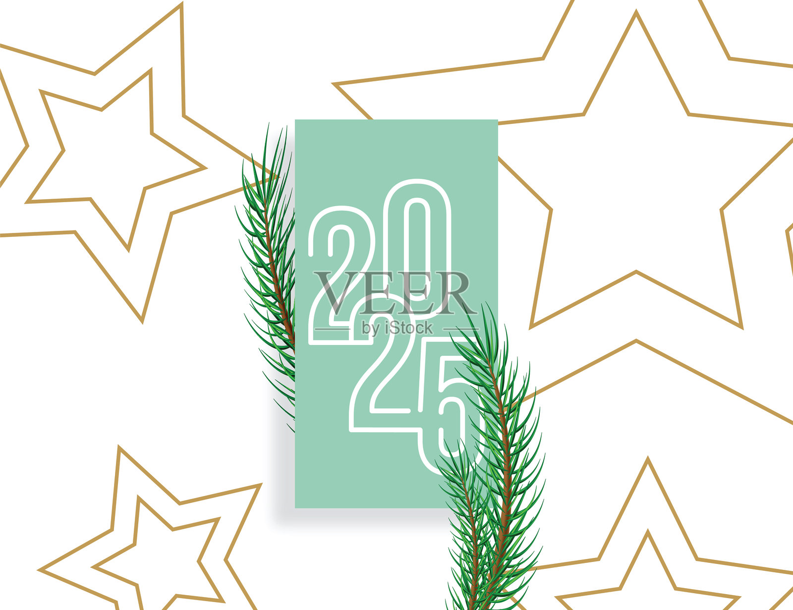 2025年新年快乐。背景上的抽象数字矢量插图。节日横幅设计用于贺卡、邀请函、日历等。矢量库存插图插画图片素材