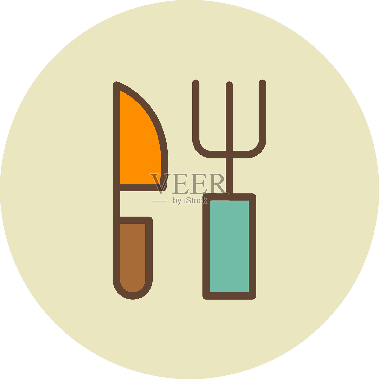 叉子和刀子图标插画图片素材