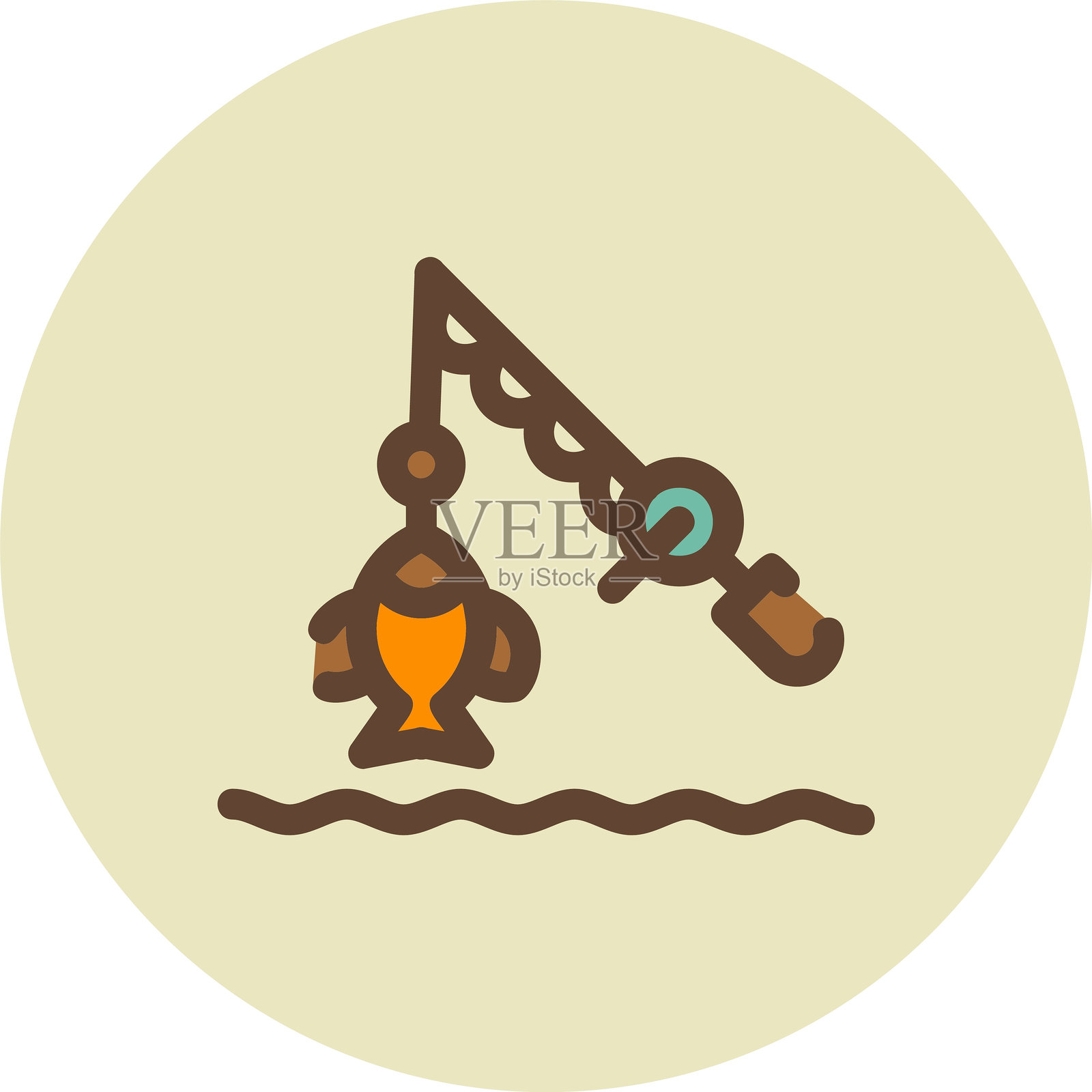 湖泊钓鱼图标插画图片素材