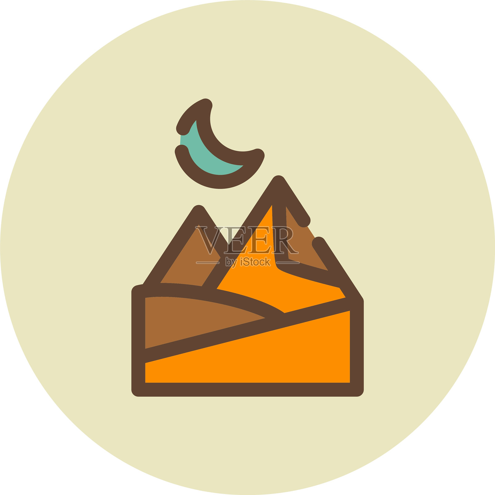 沙漠夜景图标插画图片素材