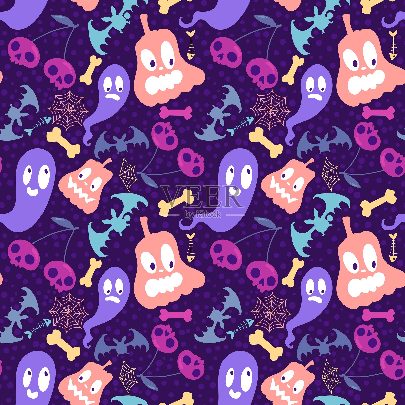 万圣节无缝南瓜图案，适用于面料、纺织品和包装照片摄影图片