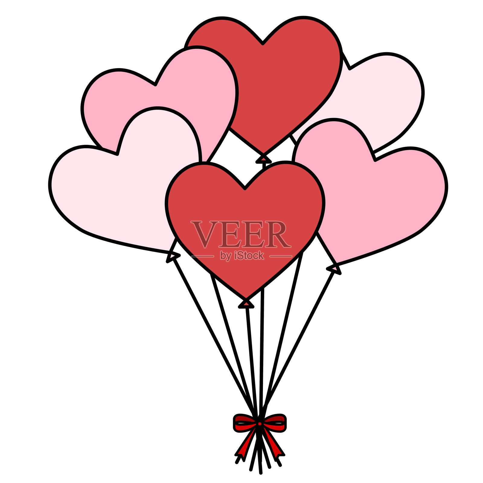 简单可爱的红色心形气球插画图片素材