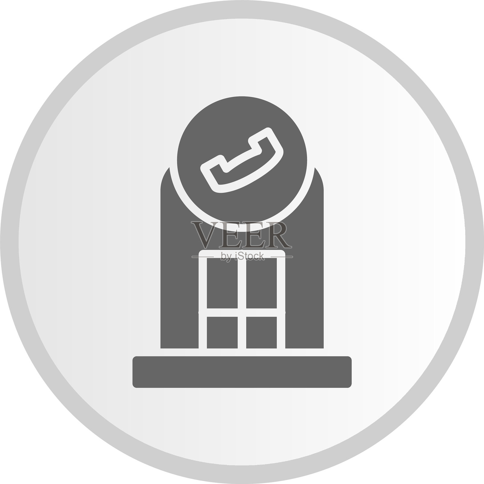 电话亭图标灰色圆形插画图片素材