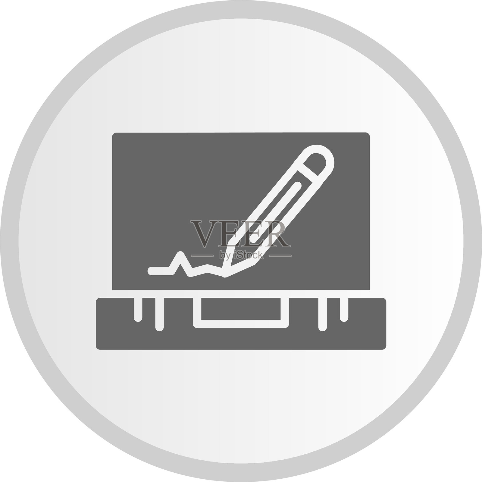 铅笔图标灰色圆形插画图片素材