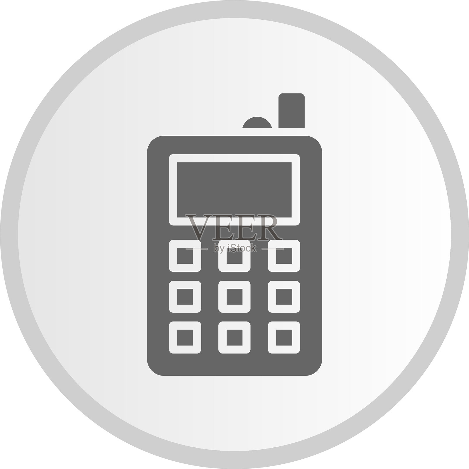 对讲机图标灰色圆形插画图片素材