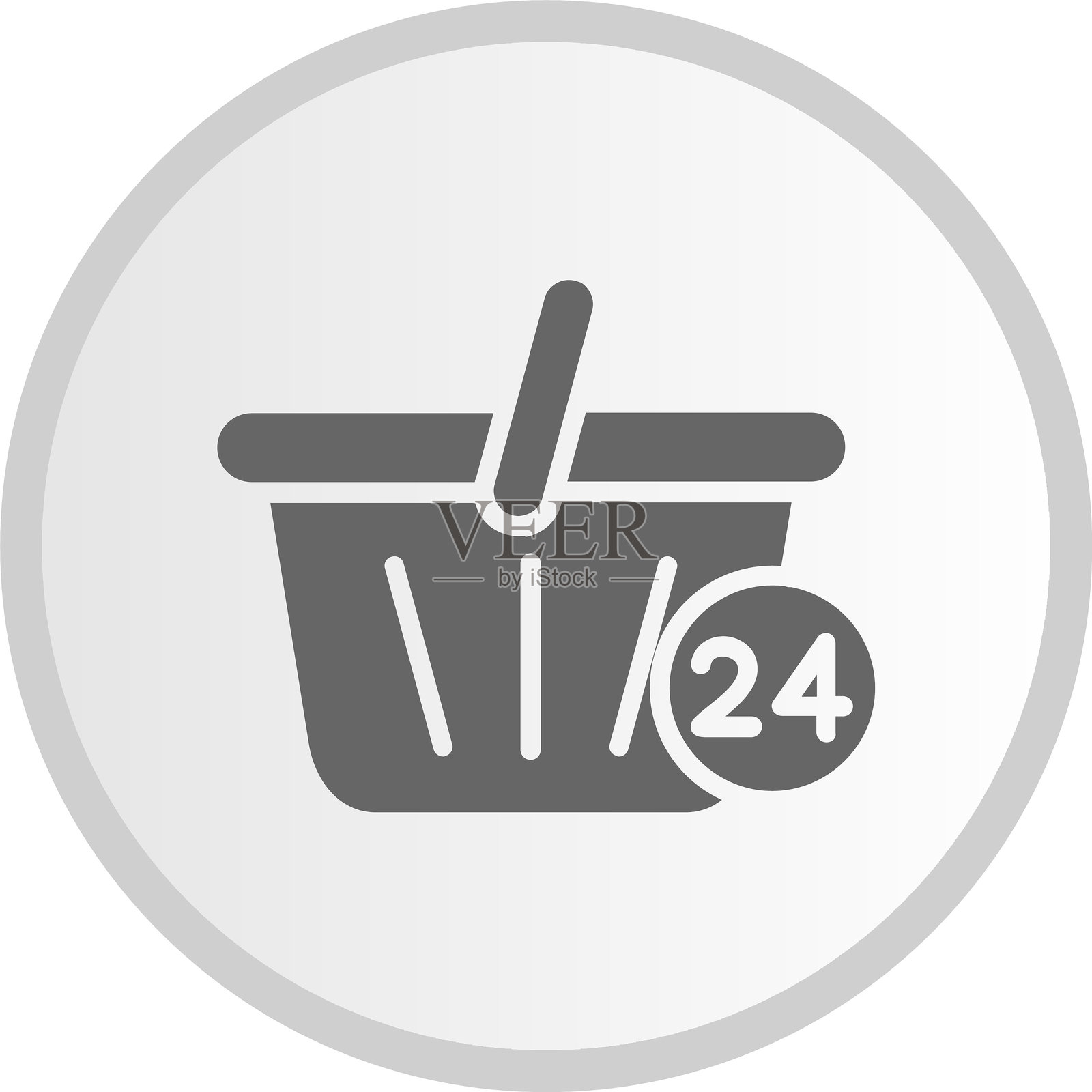 篮子图形圆形灰色图标插画图片素材