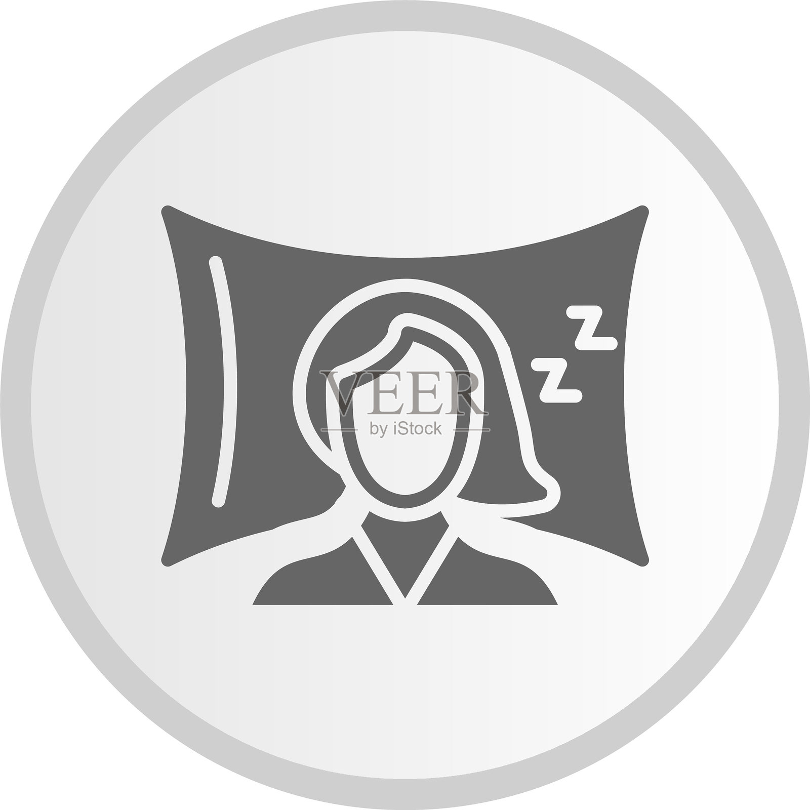 睡眠符号圆形灰色图标插画图片素材